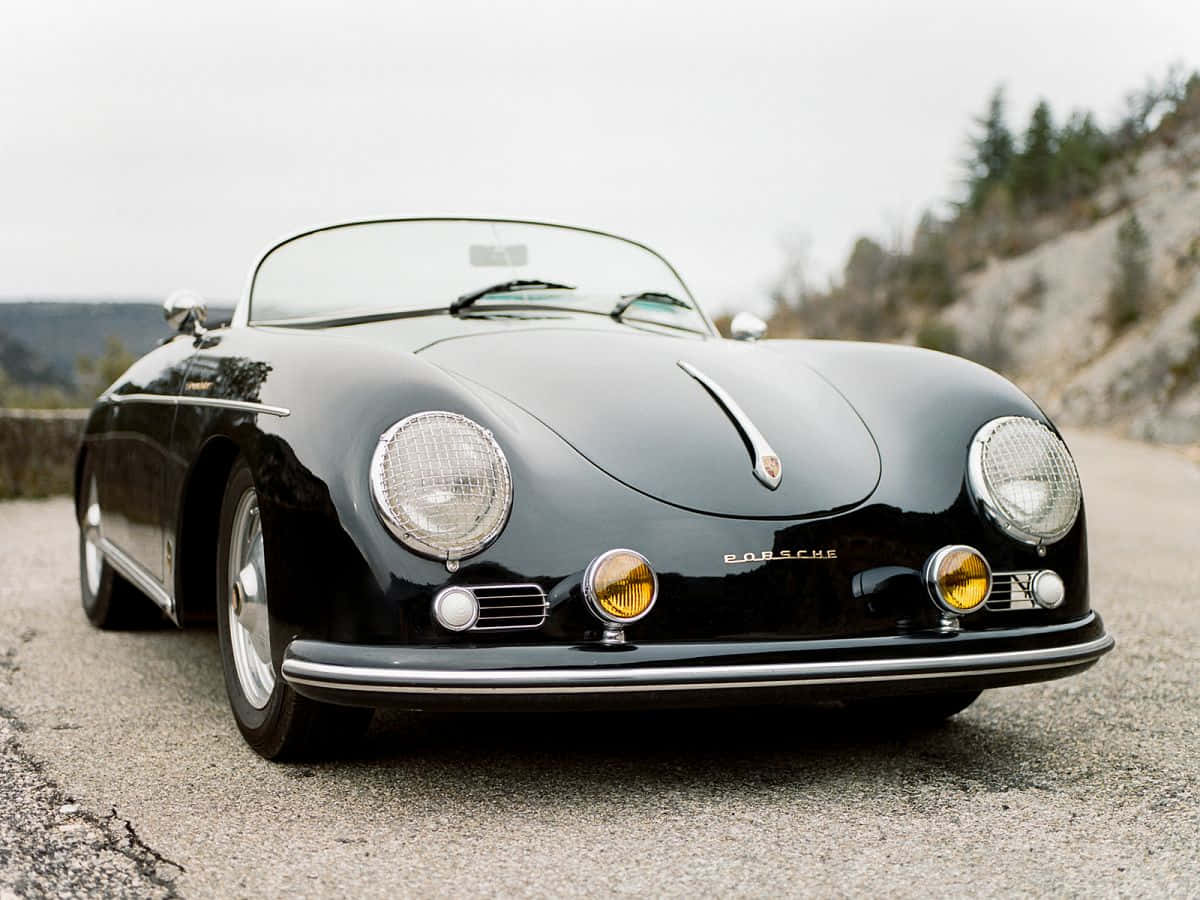 porsche 356 speedster - классический черный спортивный автомобиль Обои