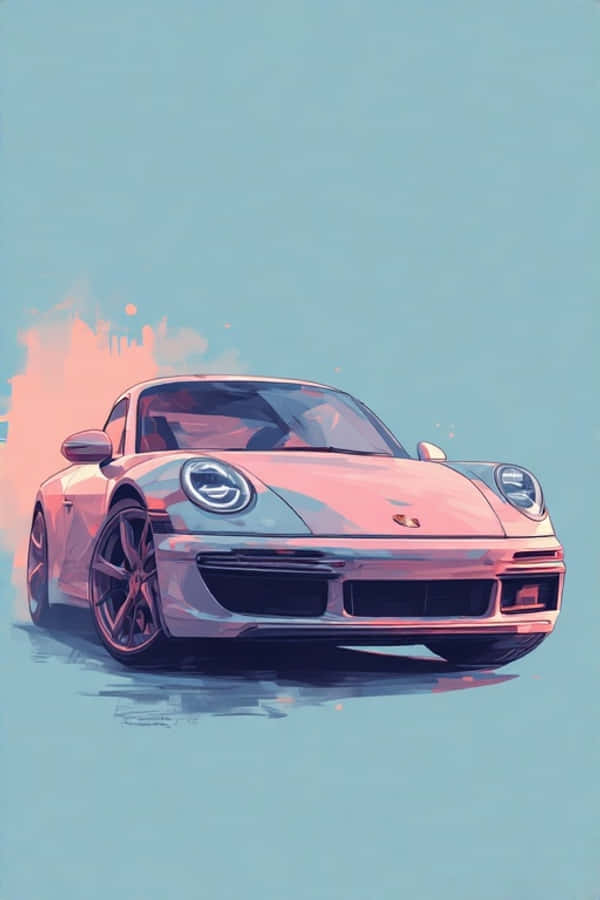 Минималистичный портрет Porsche 911 в пастельных тонах, элегантный 4K Обои