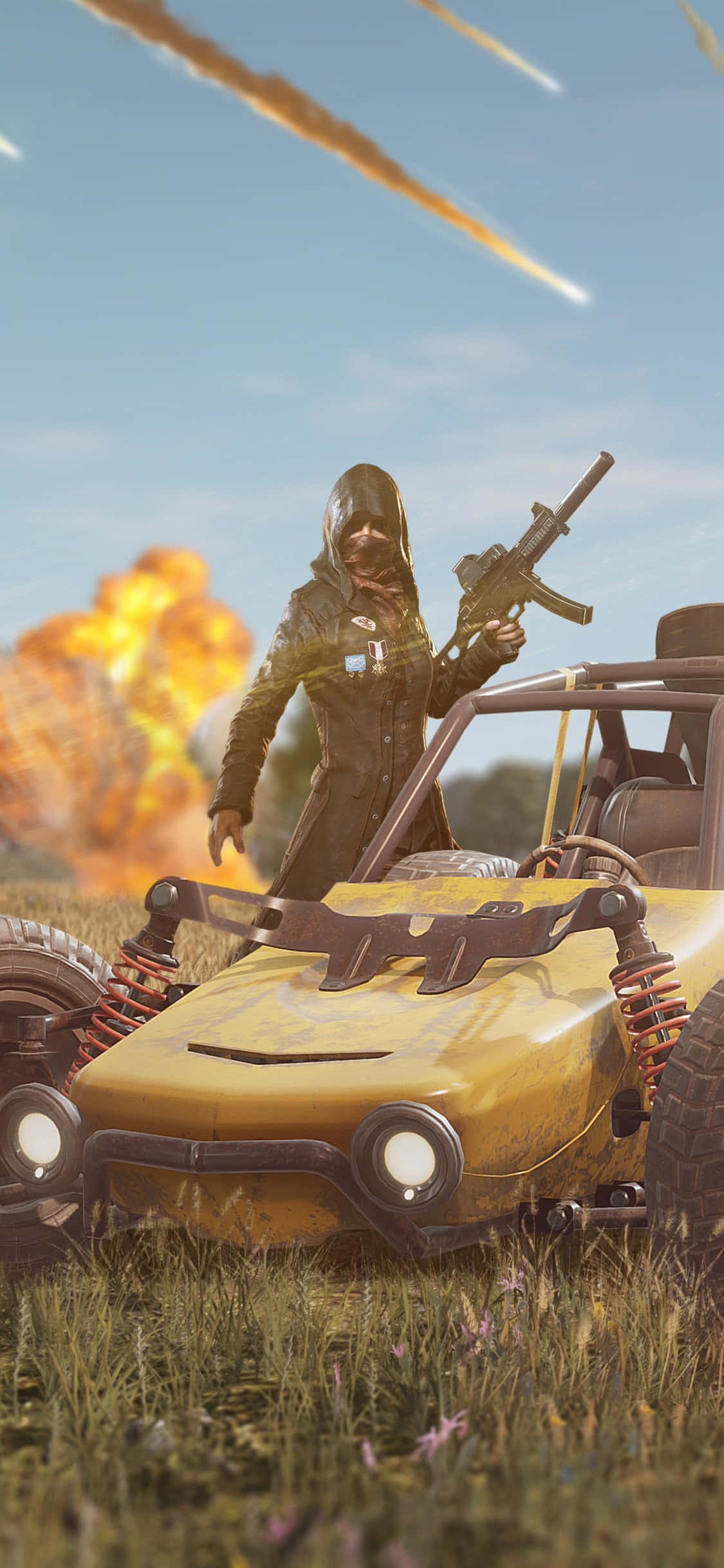 Желтая гоночная машина PUBG iPhone Обои