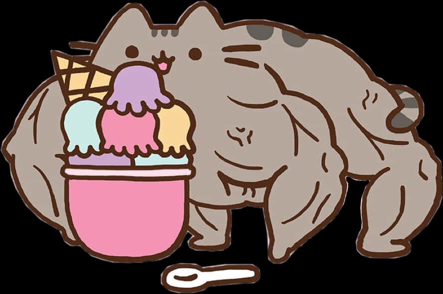 Pusheen с мороженым Обои