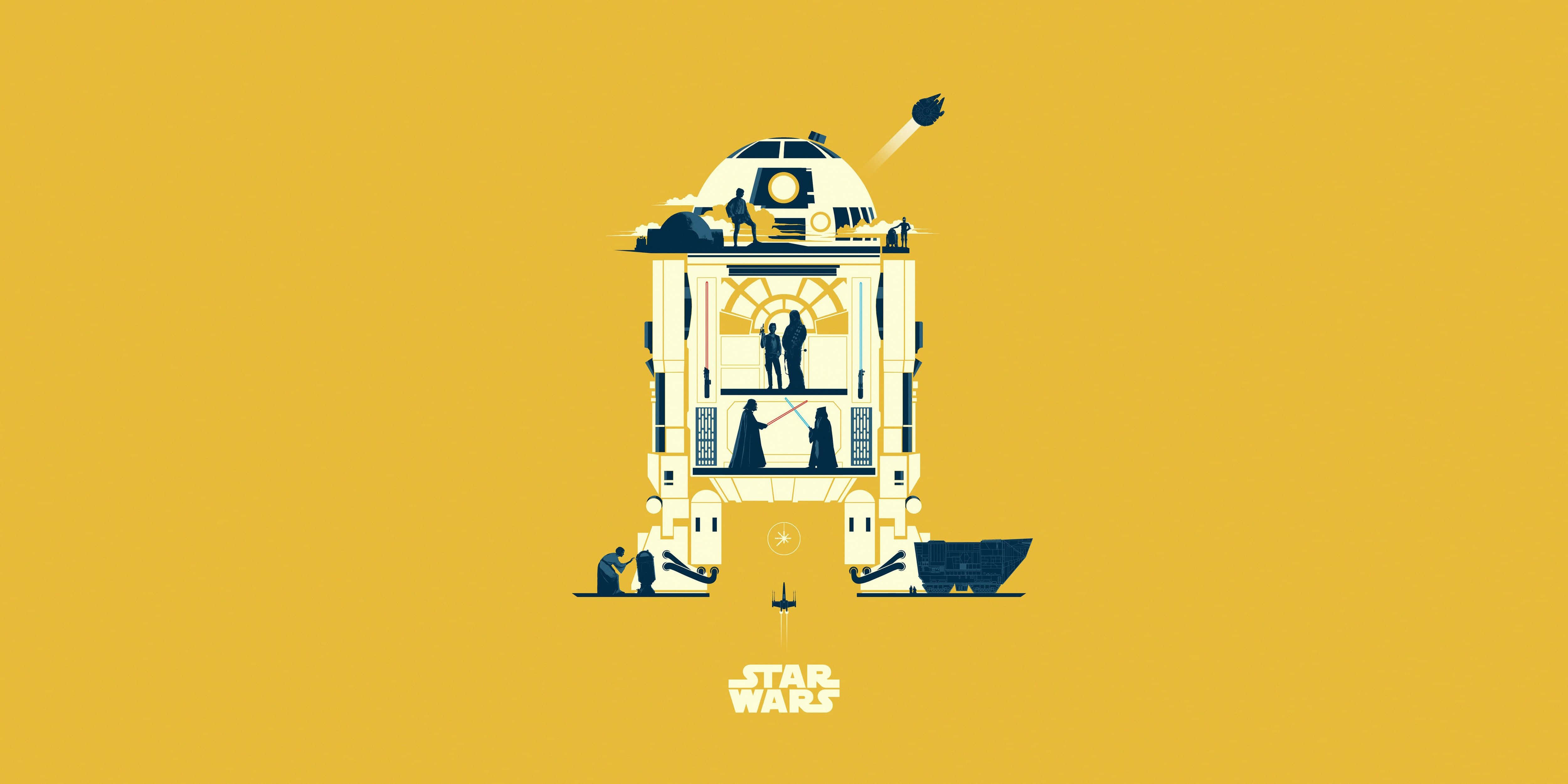 Желтый R2-D2 для iPad Обои