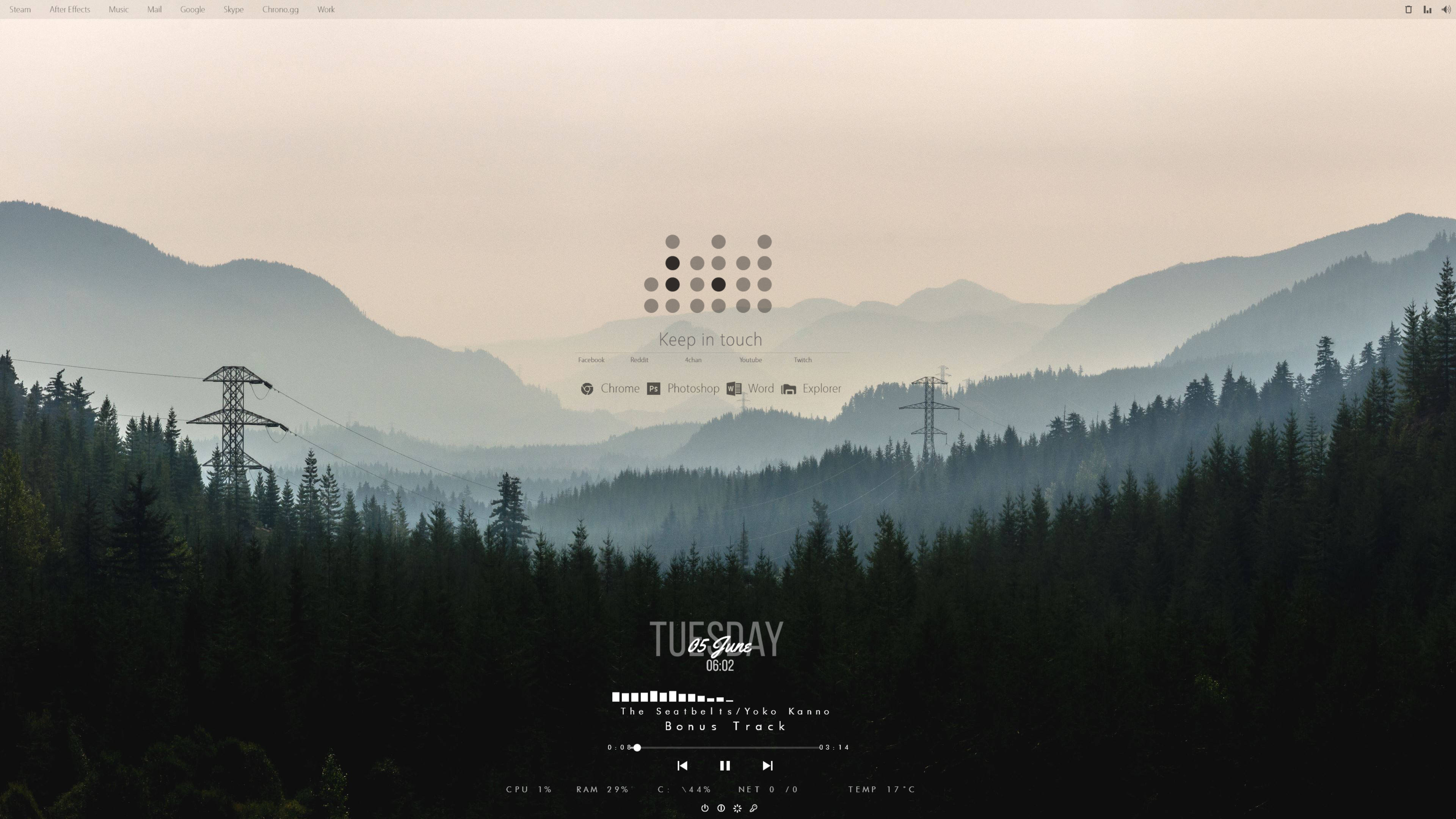 Лесной и горный дизайн Rainmeter Обои