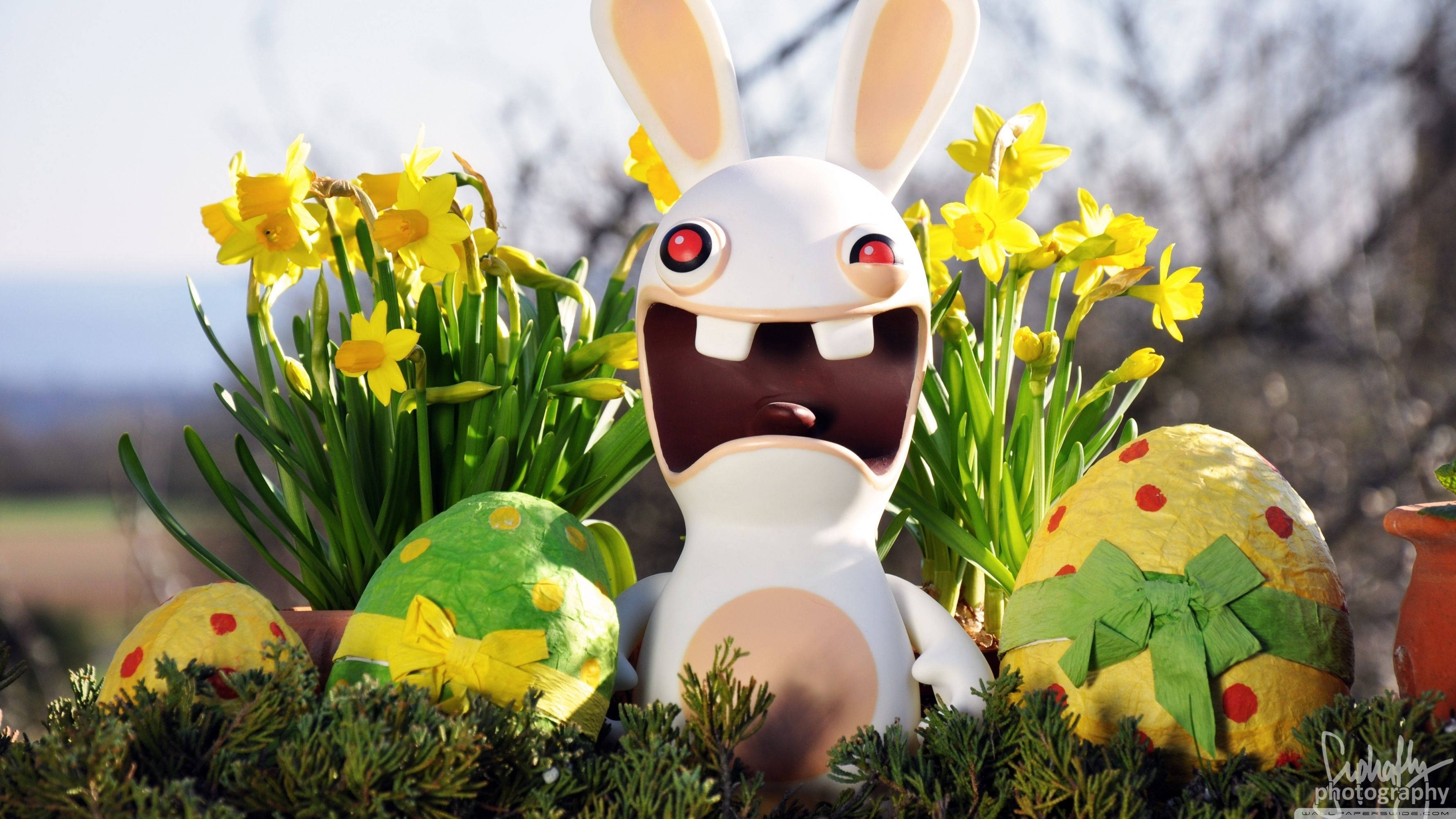 Отпразднуйте Пасху с этими красочными яйцами Rayman Rabbid Обои