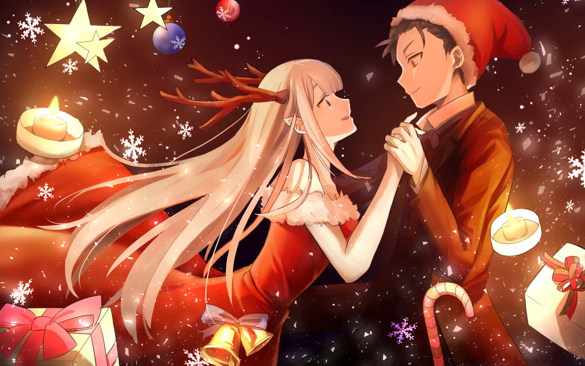 Re: Zero Аниме Рождественская пара картинка Обои