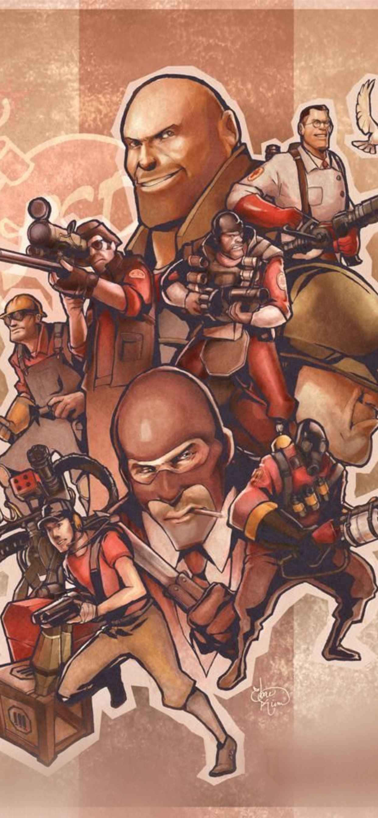 Поп-арт команда Red iPhone Xs Max Team Fortress 2 Заставка Обои