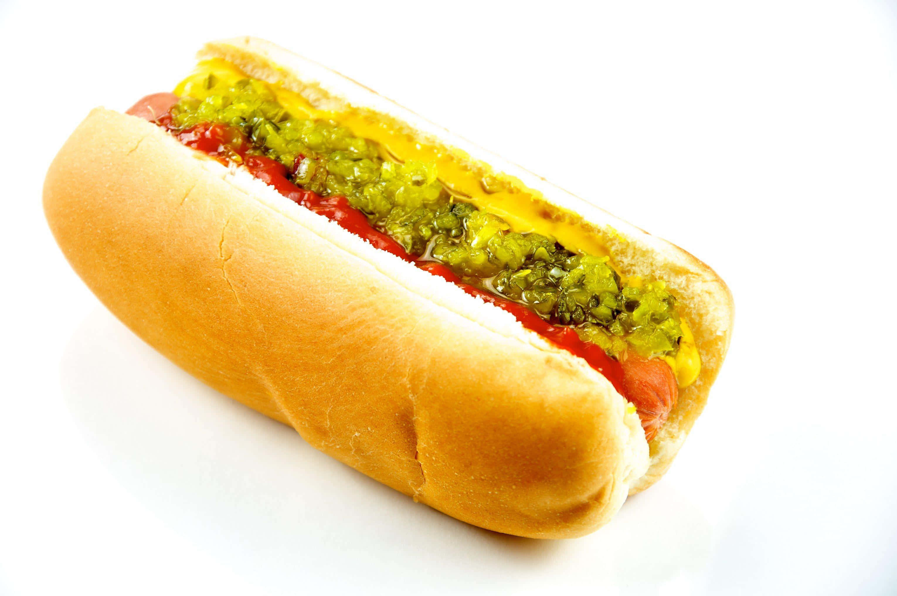 хот-дог с горчицей и relish Обои