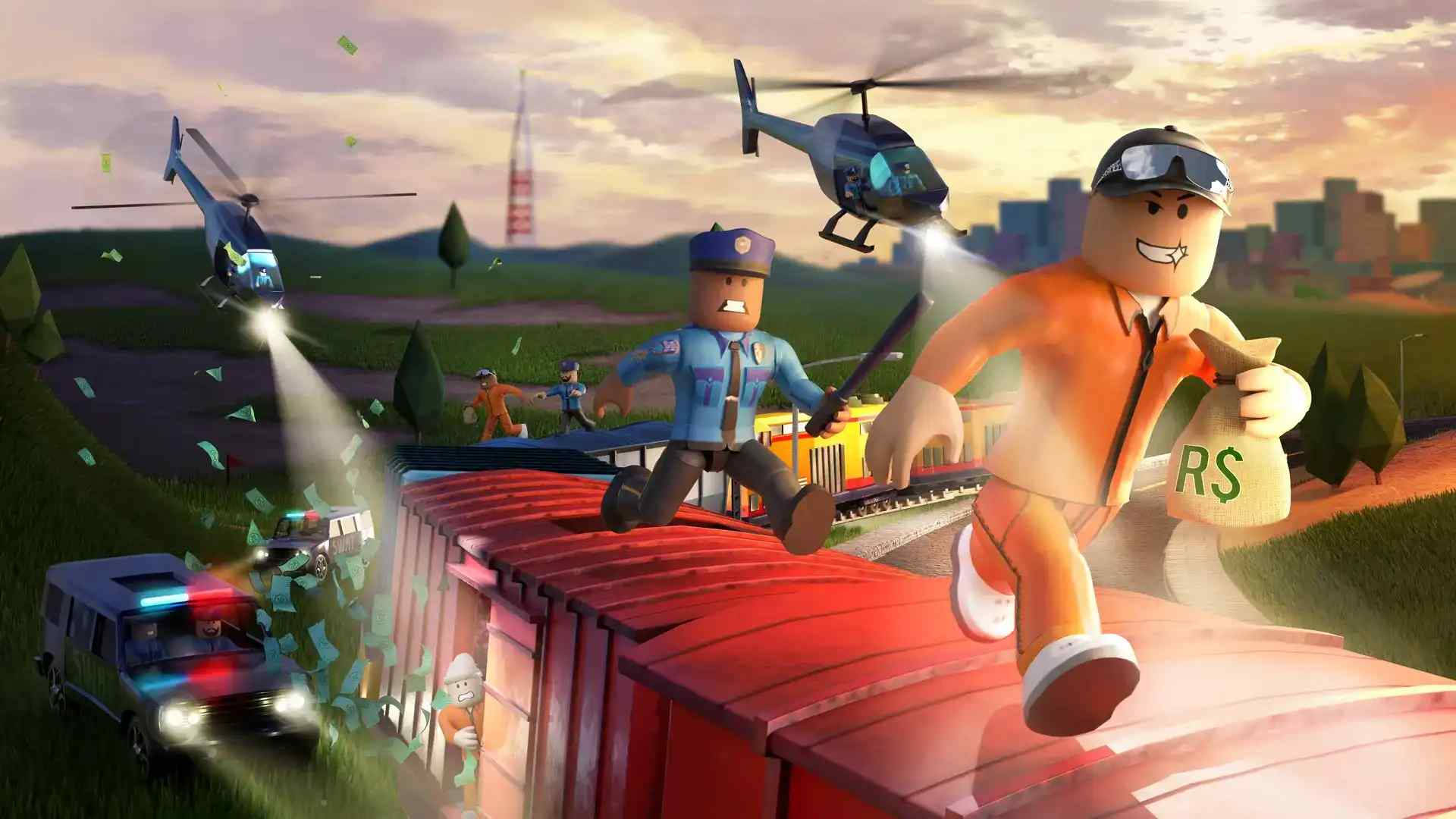 Крутая погоня за грабителем в Roblox Обои