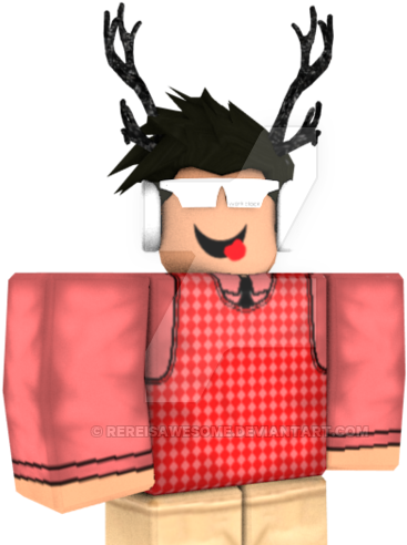 Персонаж Roblox в наушниках и с рогами Обои