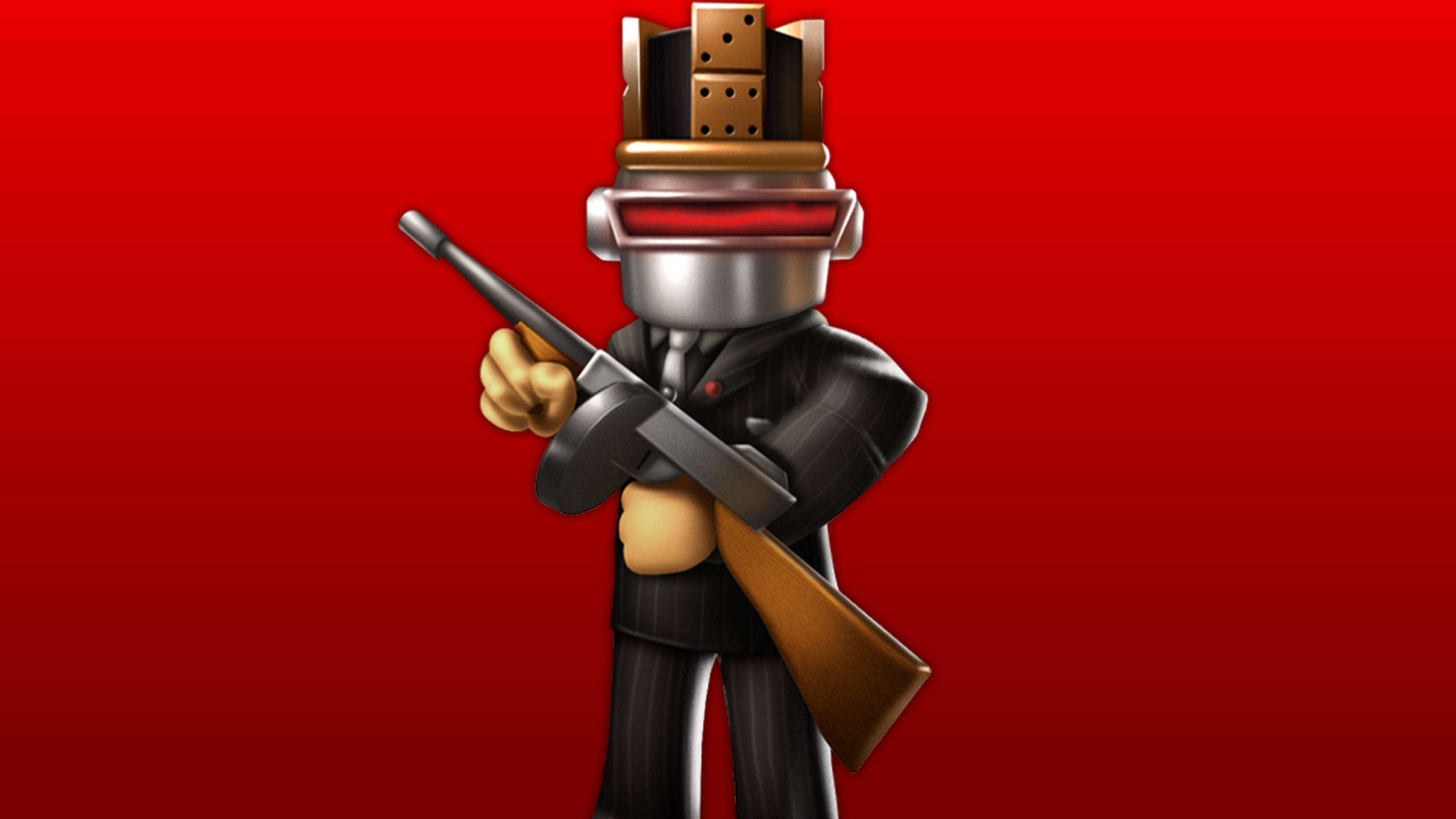 Робот из Roblox стреляет из пистолета Обои