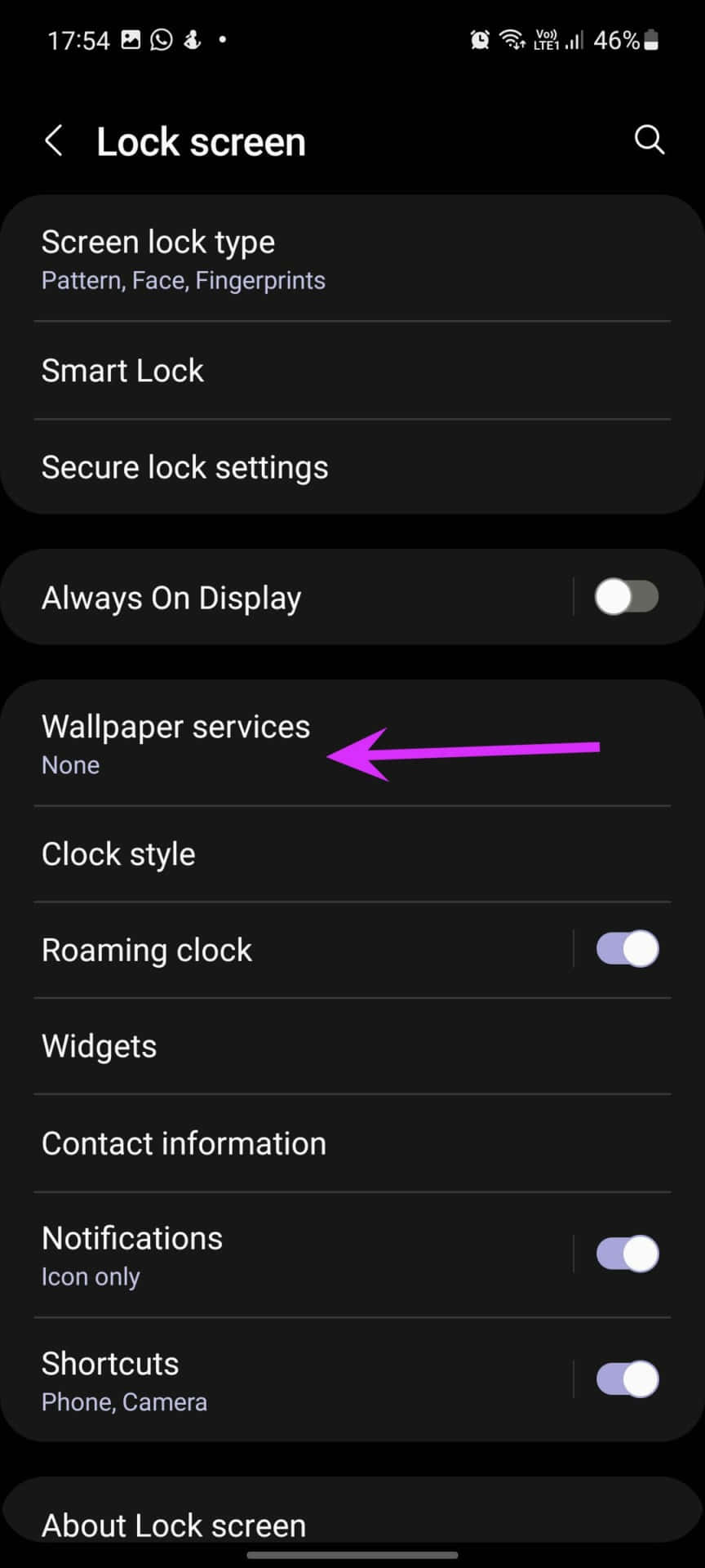 настройки экрана блокировки на Samsung Galaxy S10e Обои