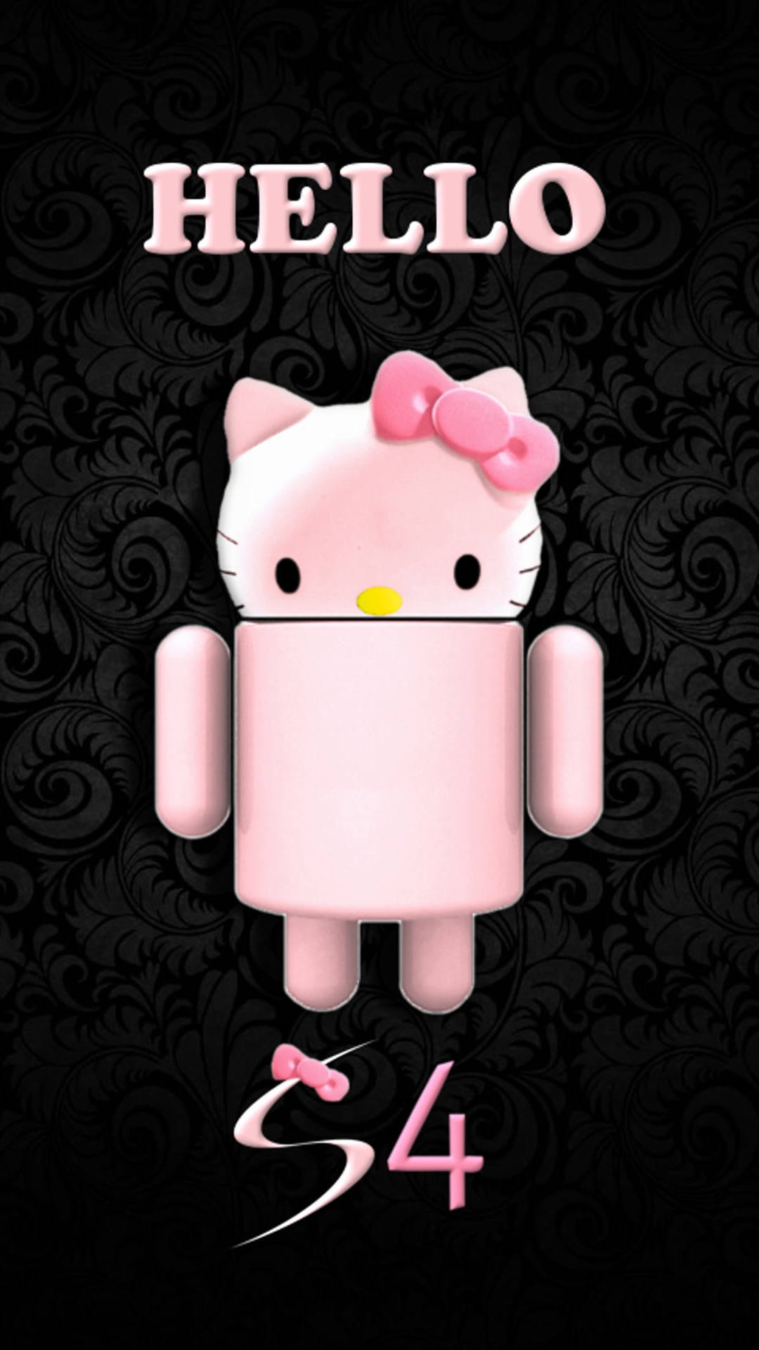 Samsung Galaxy S4 черная Hello Kitty Обои