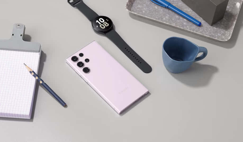 Samsung S23 Ultra Розовое рабочее место Обои