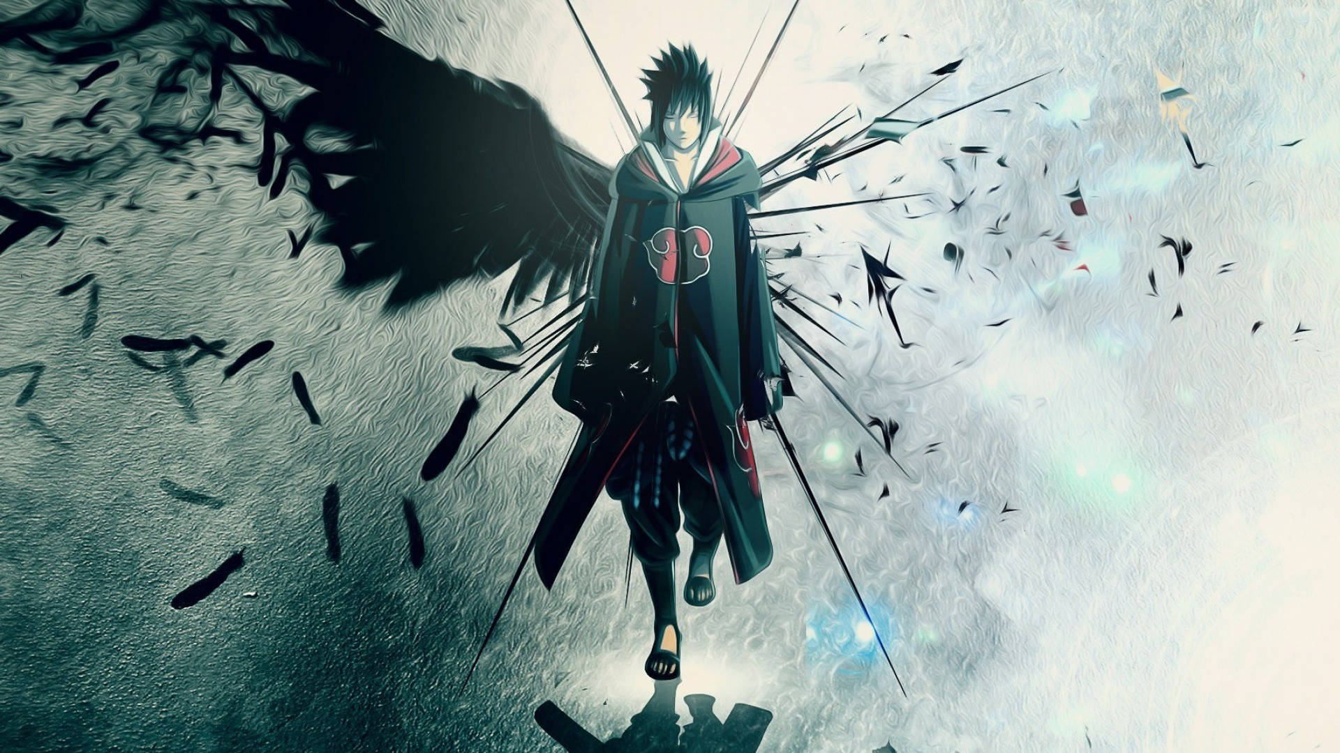Арт Sasuke Uchiha с Крыльями Проклятой Печати Небес Обои