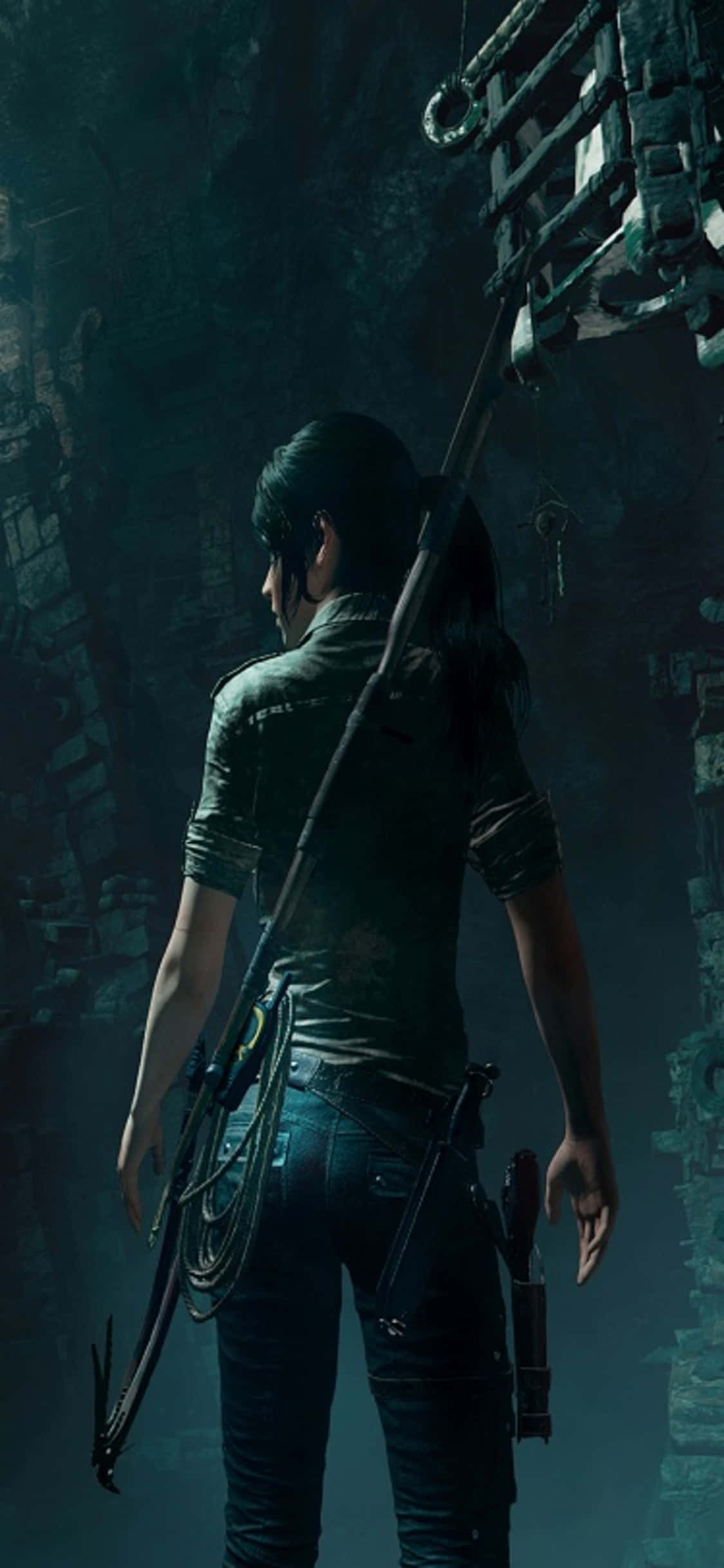 Исследуйте глубины Shadow of the Tomb Raider на iPhone X Обои