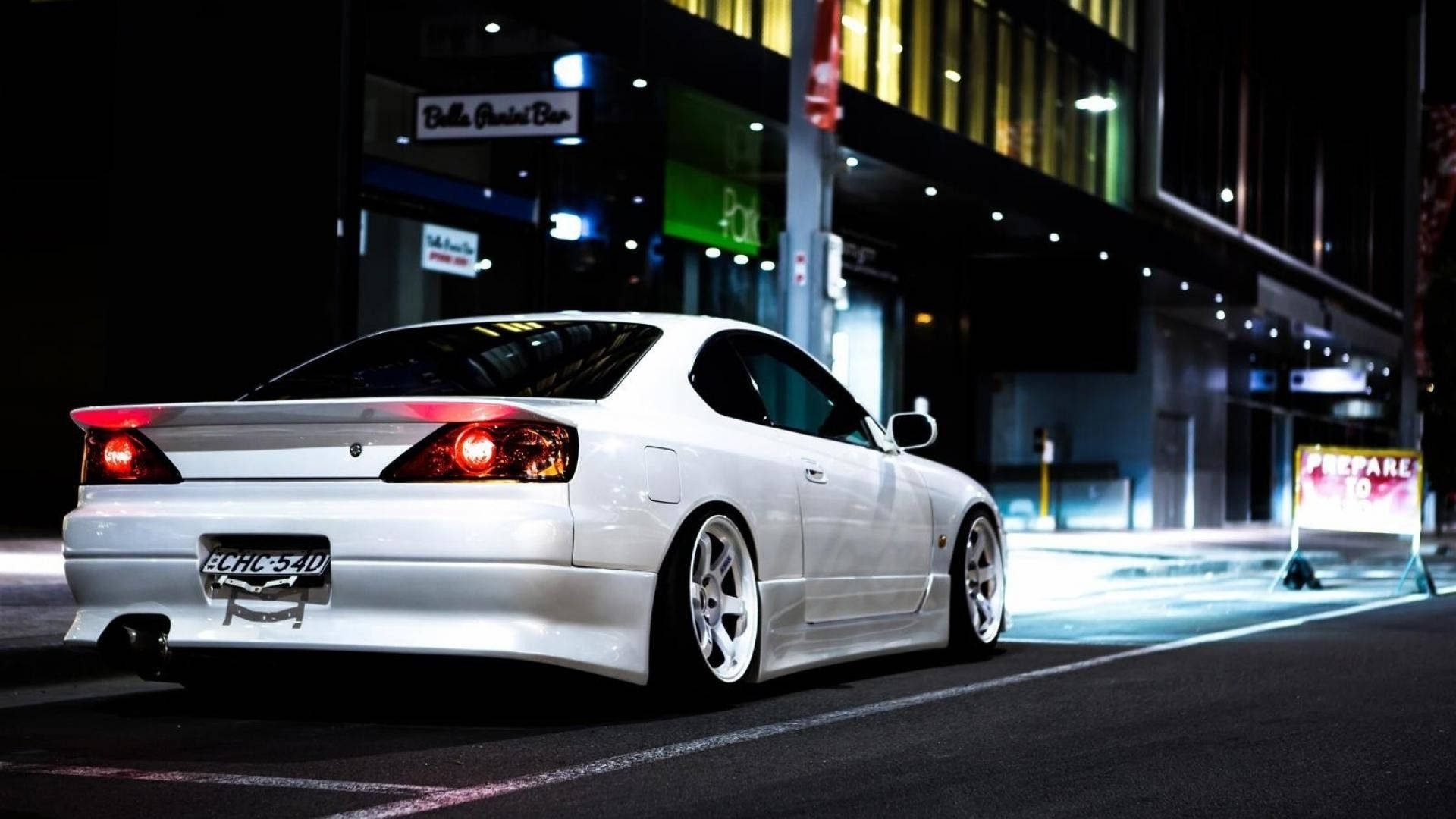 Белая Silvia в стиле JDM Обои