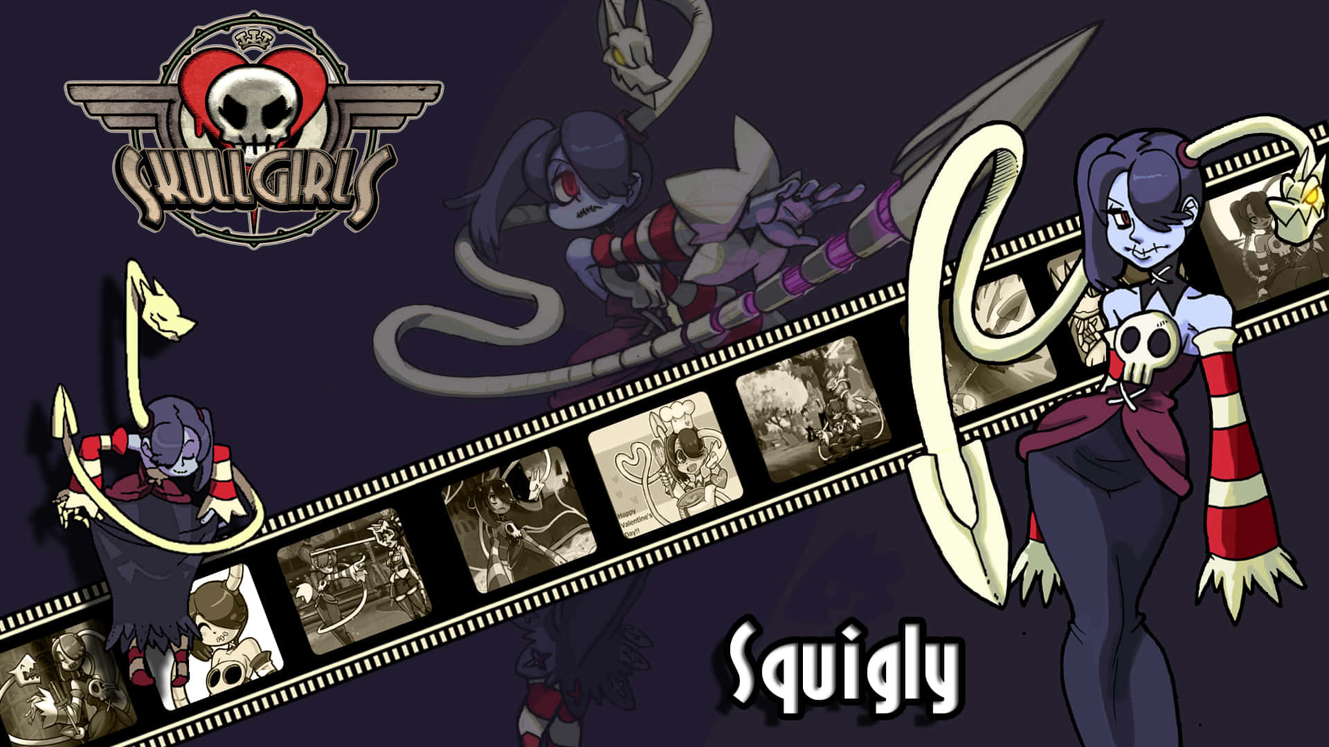 Сквигли из Skullgirls на кинопленке Обои