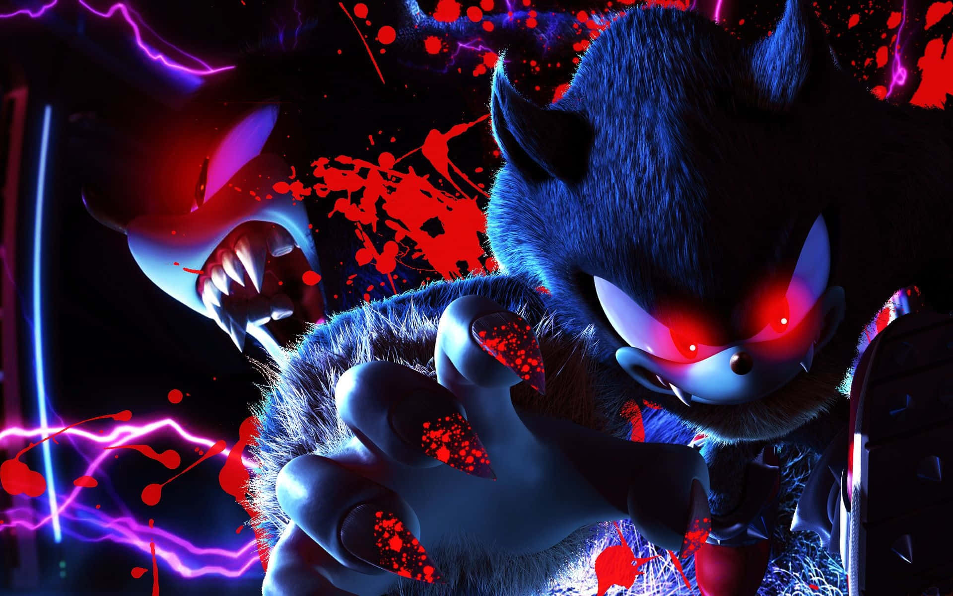 Фиолетово-красный арт Sonic Exe Обои