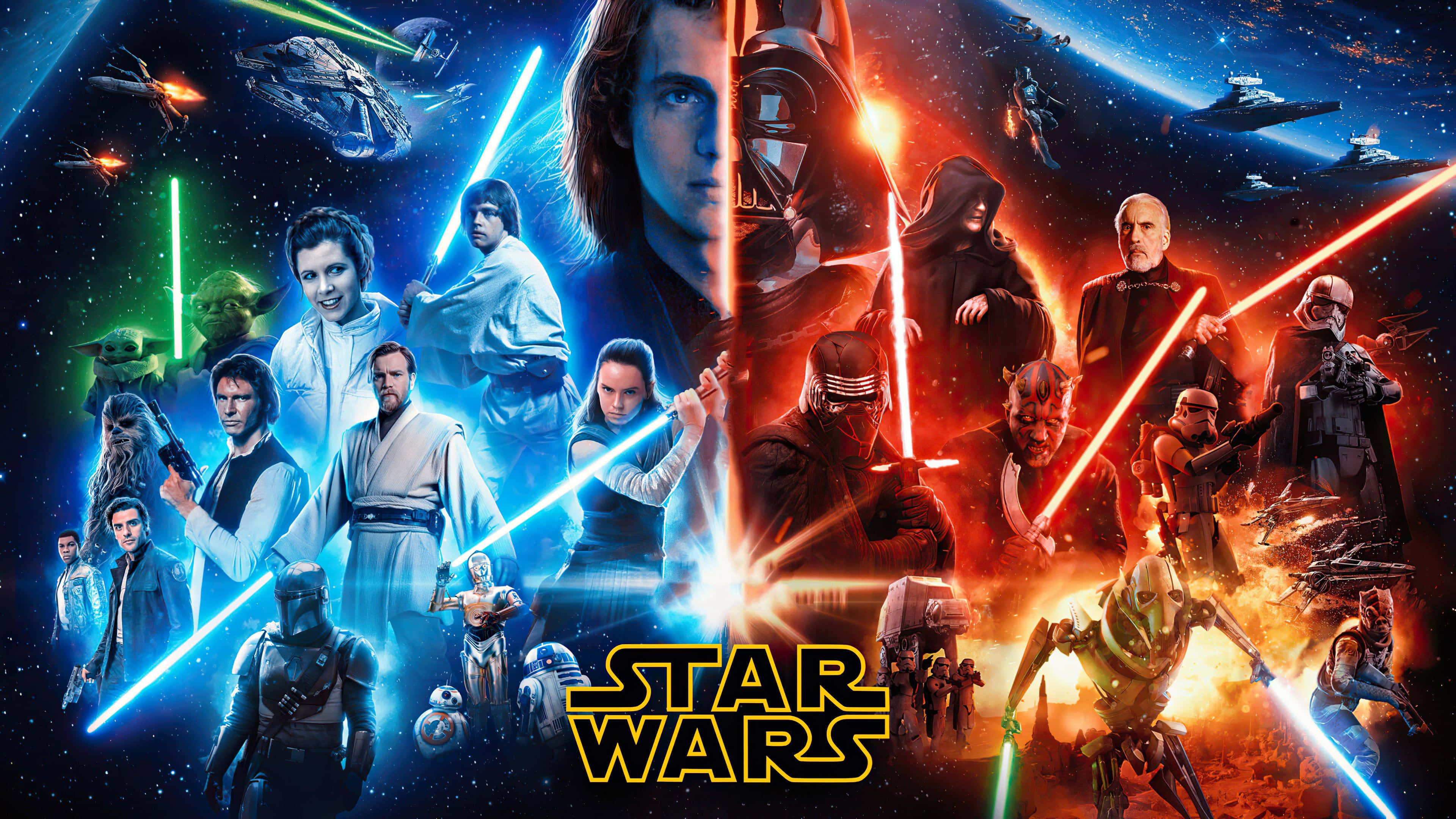 Светлая и Темная сторона Силы Star Wars фон Обои