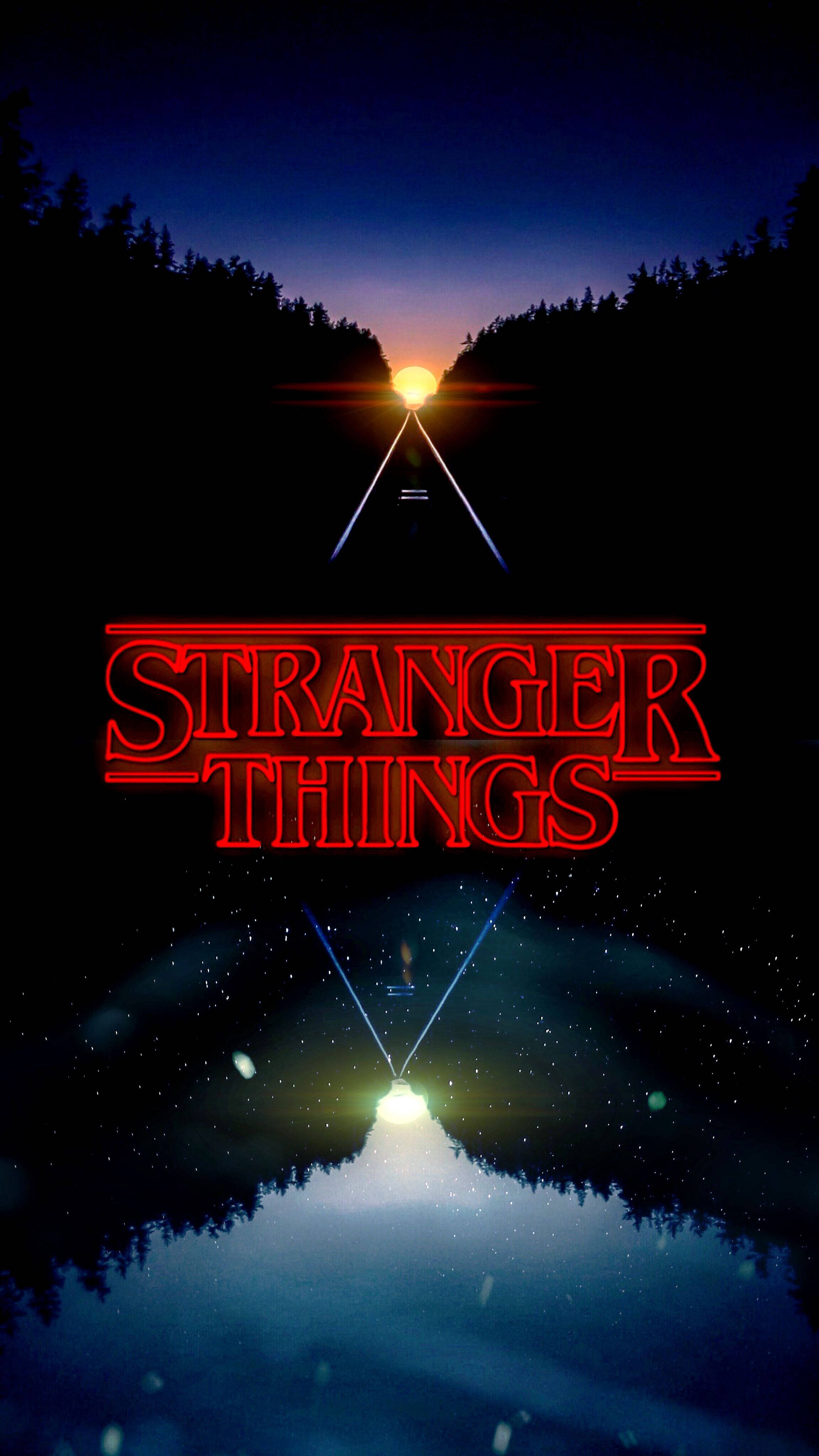Милый Stranger Things темный лес силуэт Обои