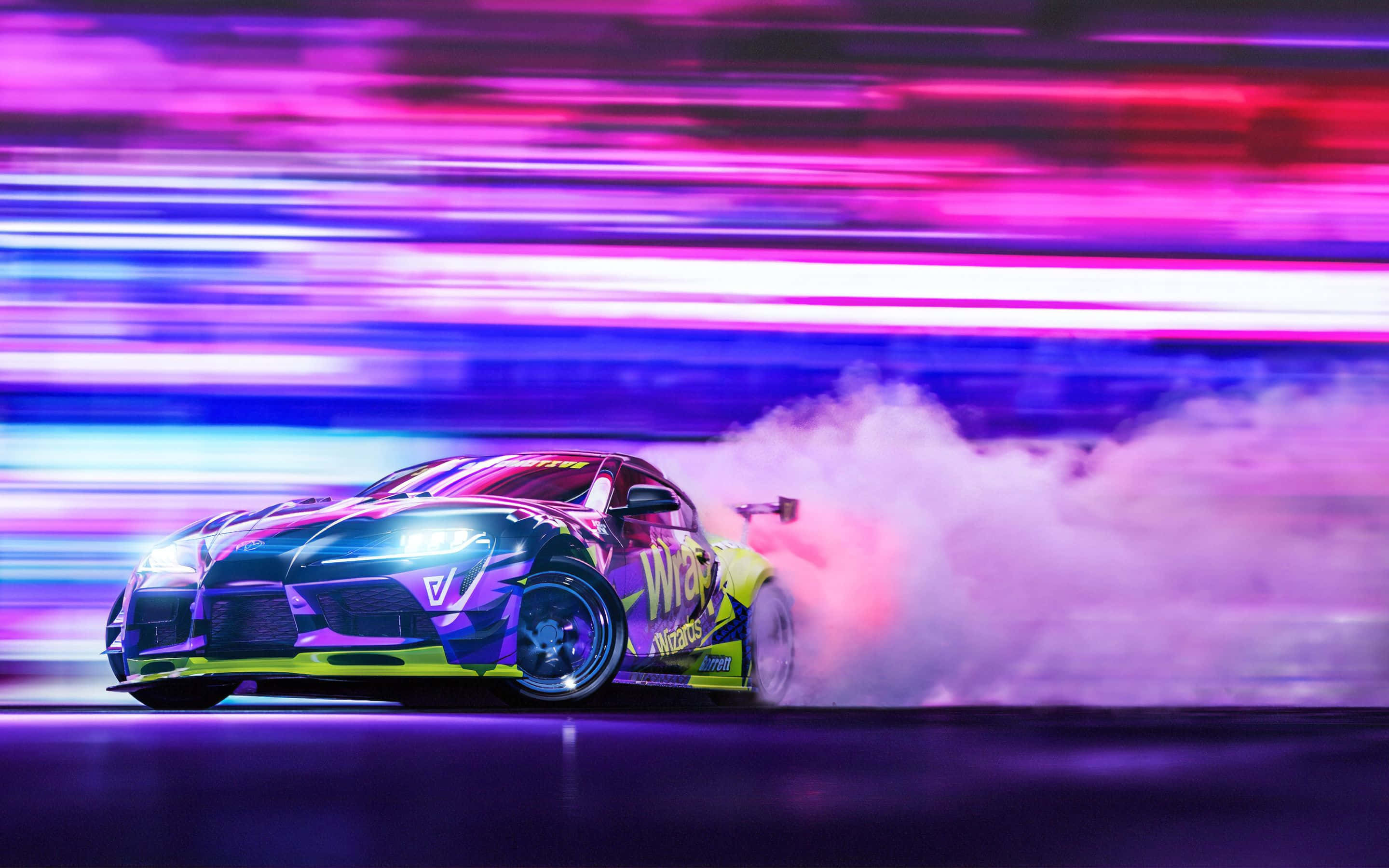 Supra Drift Неон Фиолетовый Размытие Обои