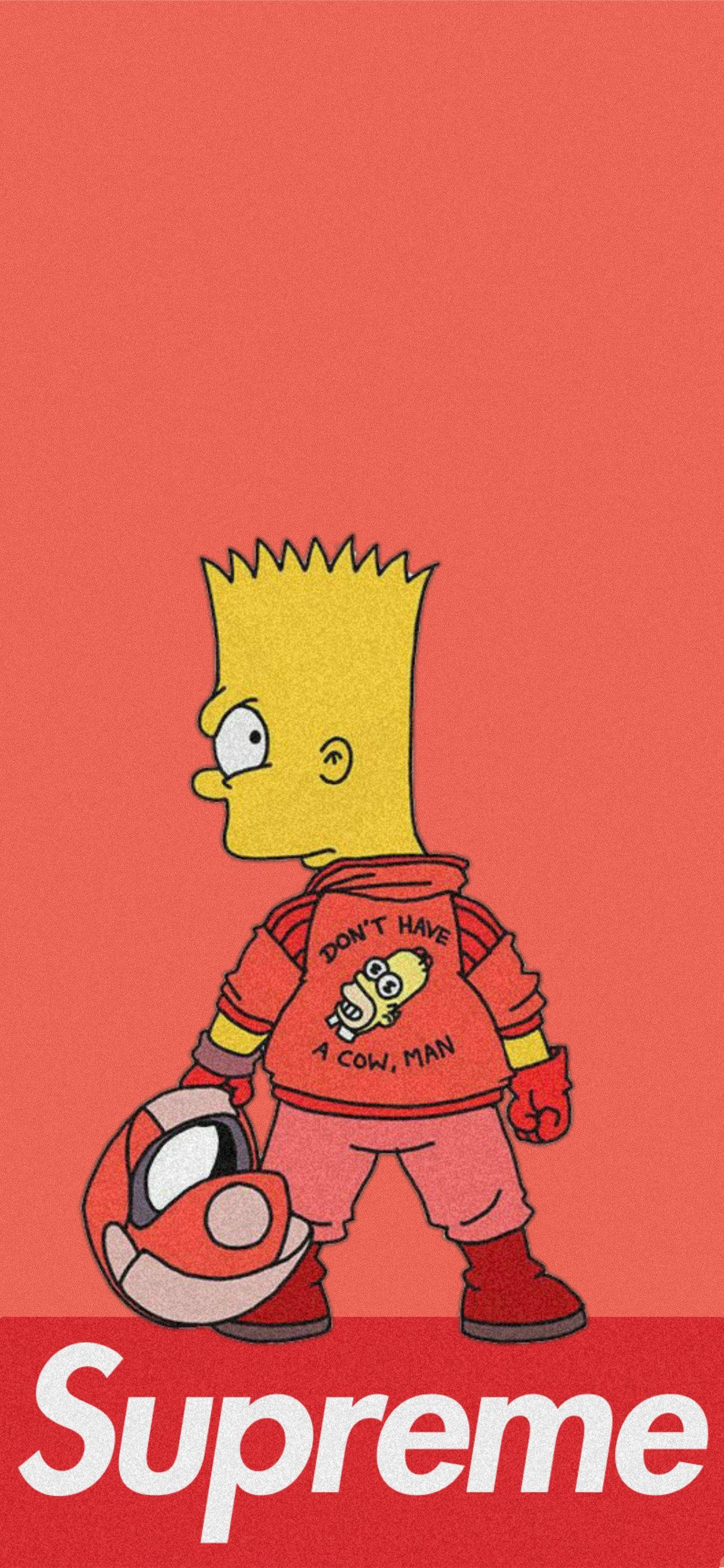 Барт Симпсон Оранжевый Supreme Обои