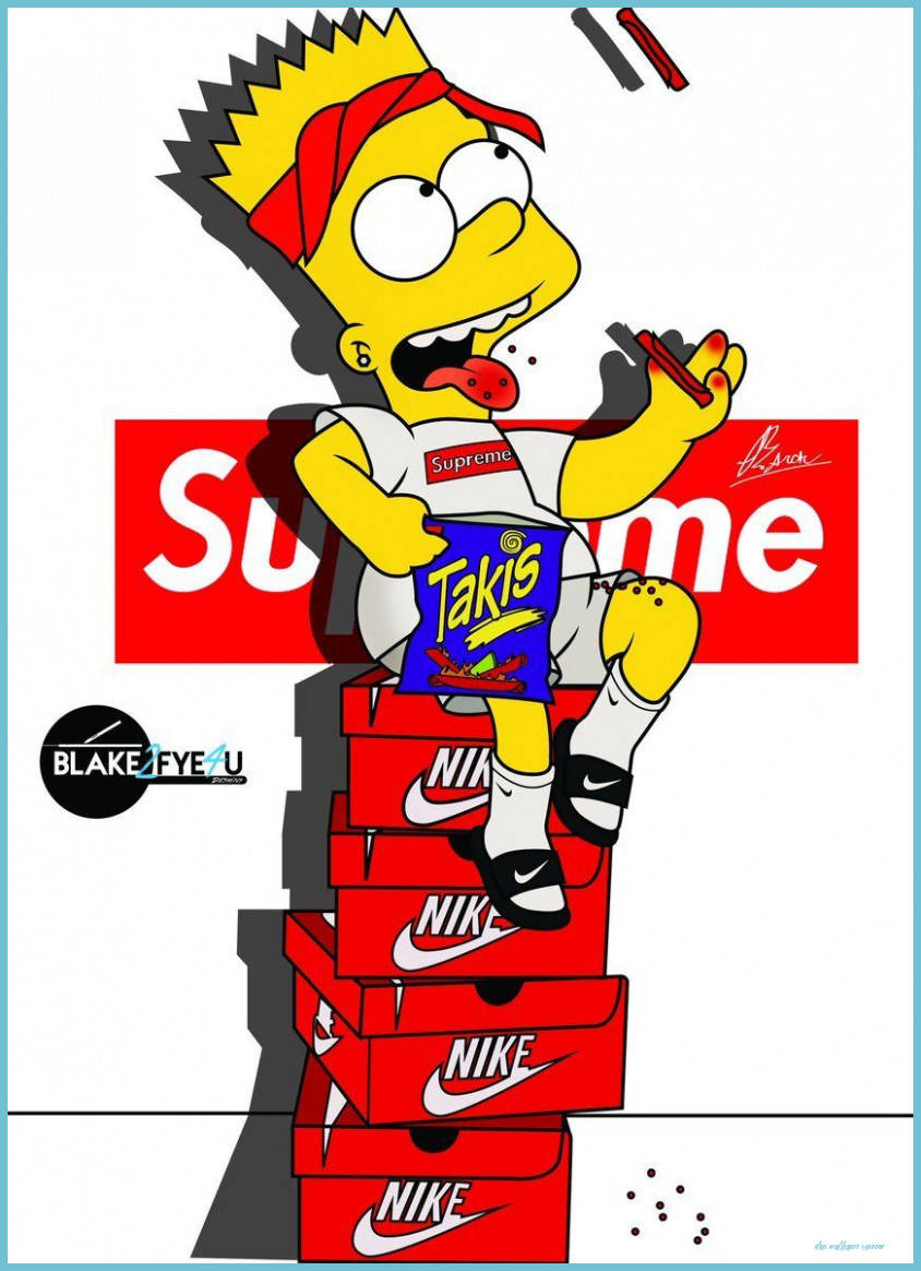 Стильный Барт Симпсон в стиле Supreme Drip Art Обои