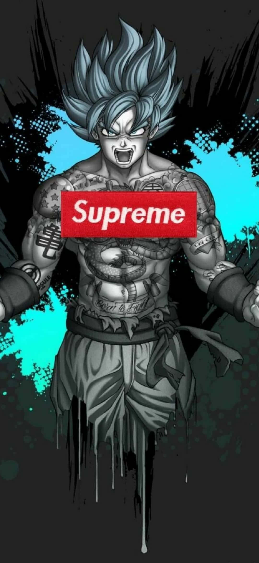 Крутой Supreme Drip Гоку цифровой арт Обои