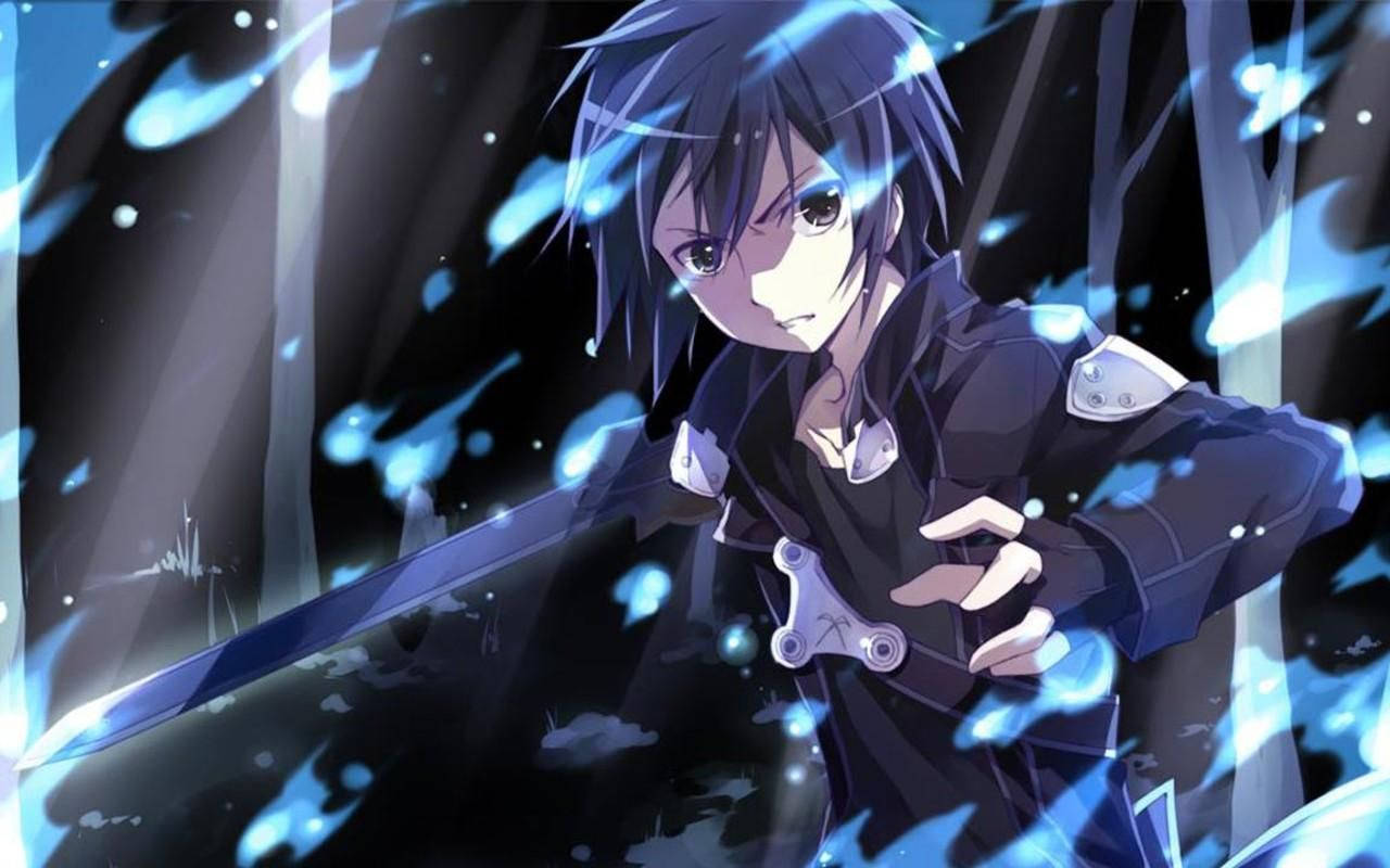 Кирито, отважный аниме-мальчик из Sword Art Online Обои
