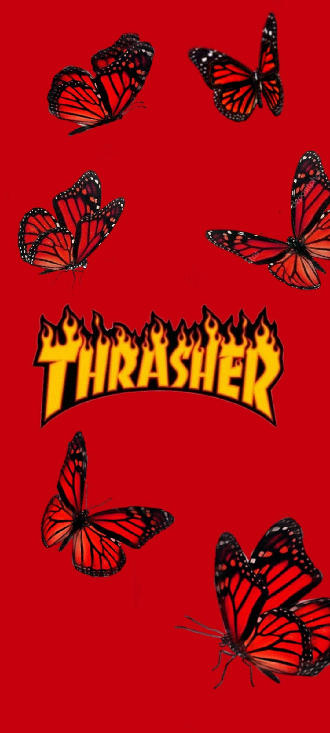 Thrasher Красные бабочки Обои