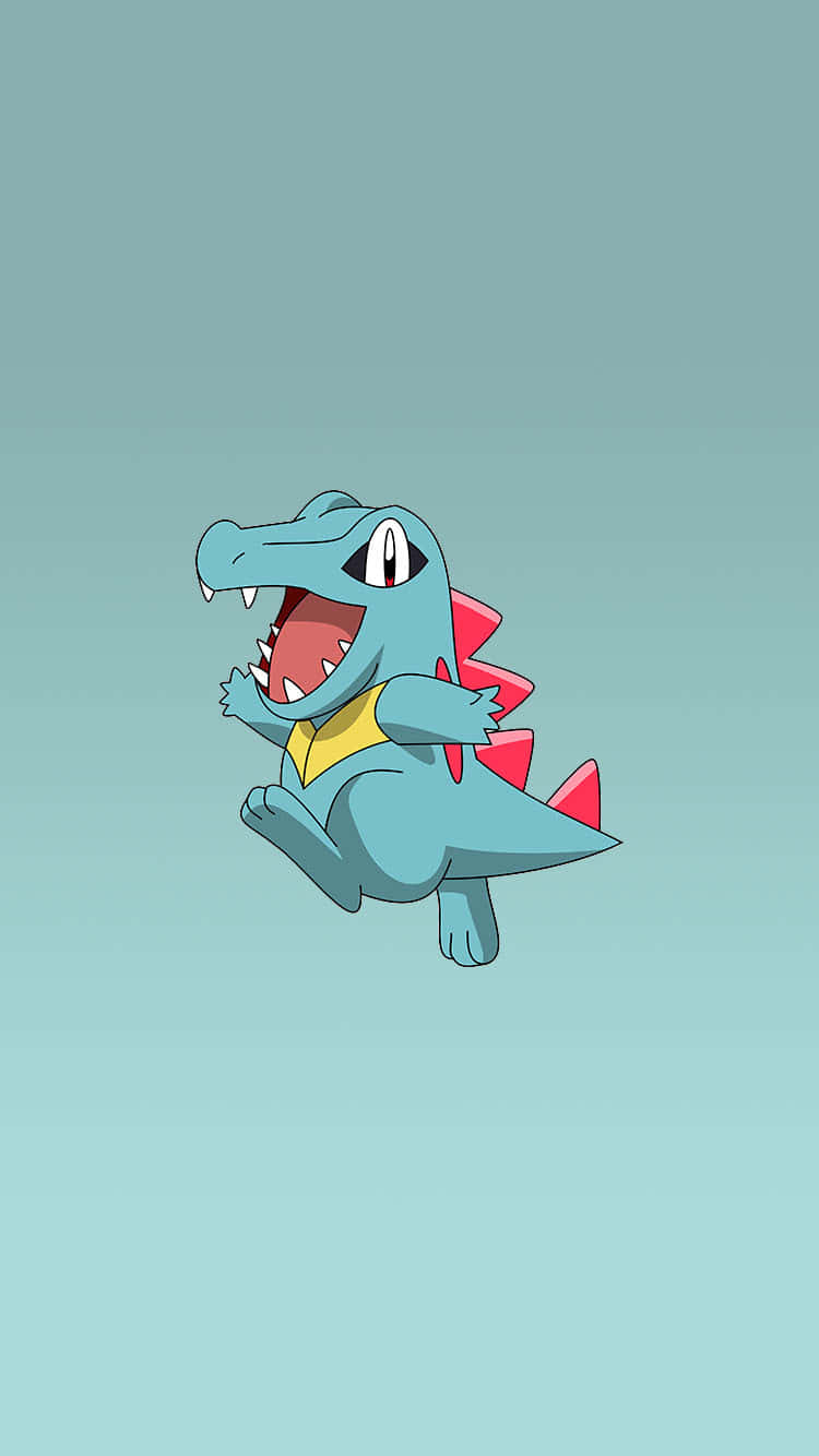 Totodile на бирюзовом градиентном фоне Обои