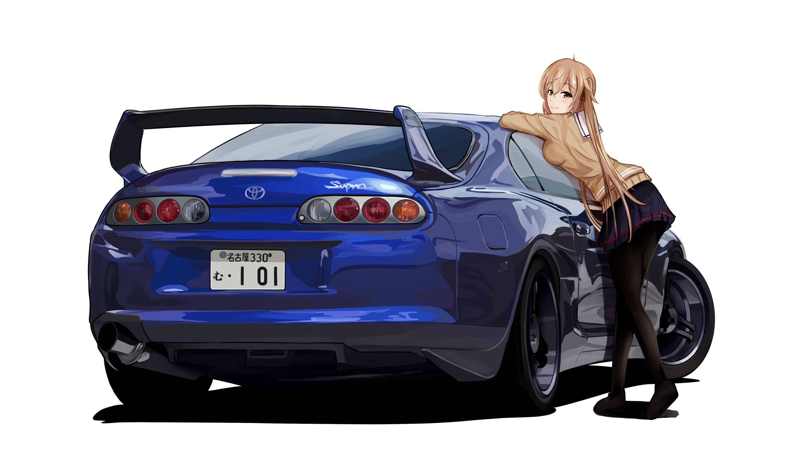 Голубая аниме-машина Toyota Supra Обои