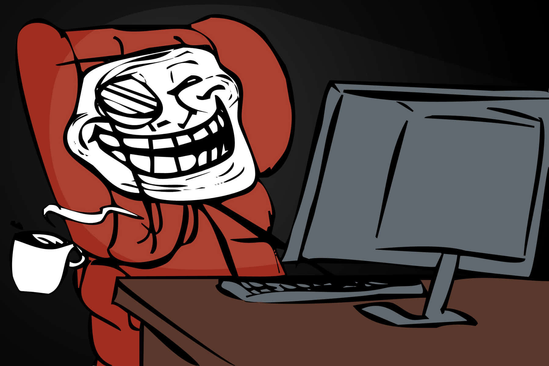 Смешной фон с мемом Troll Face Обои