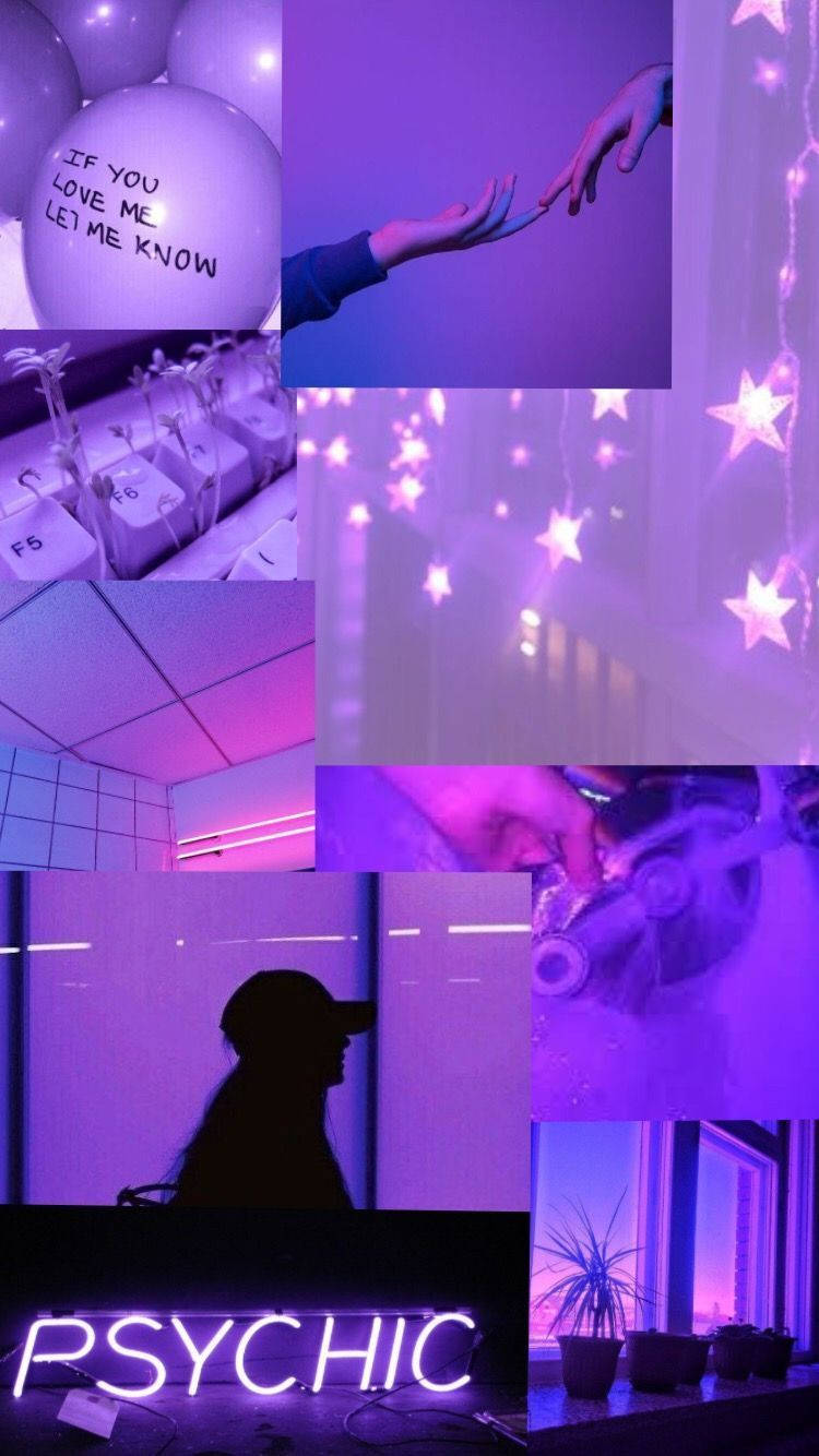 Красивый пастельный фиолетовый коллаж в стиле Tumblr Обои