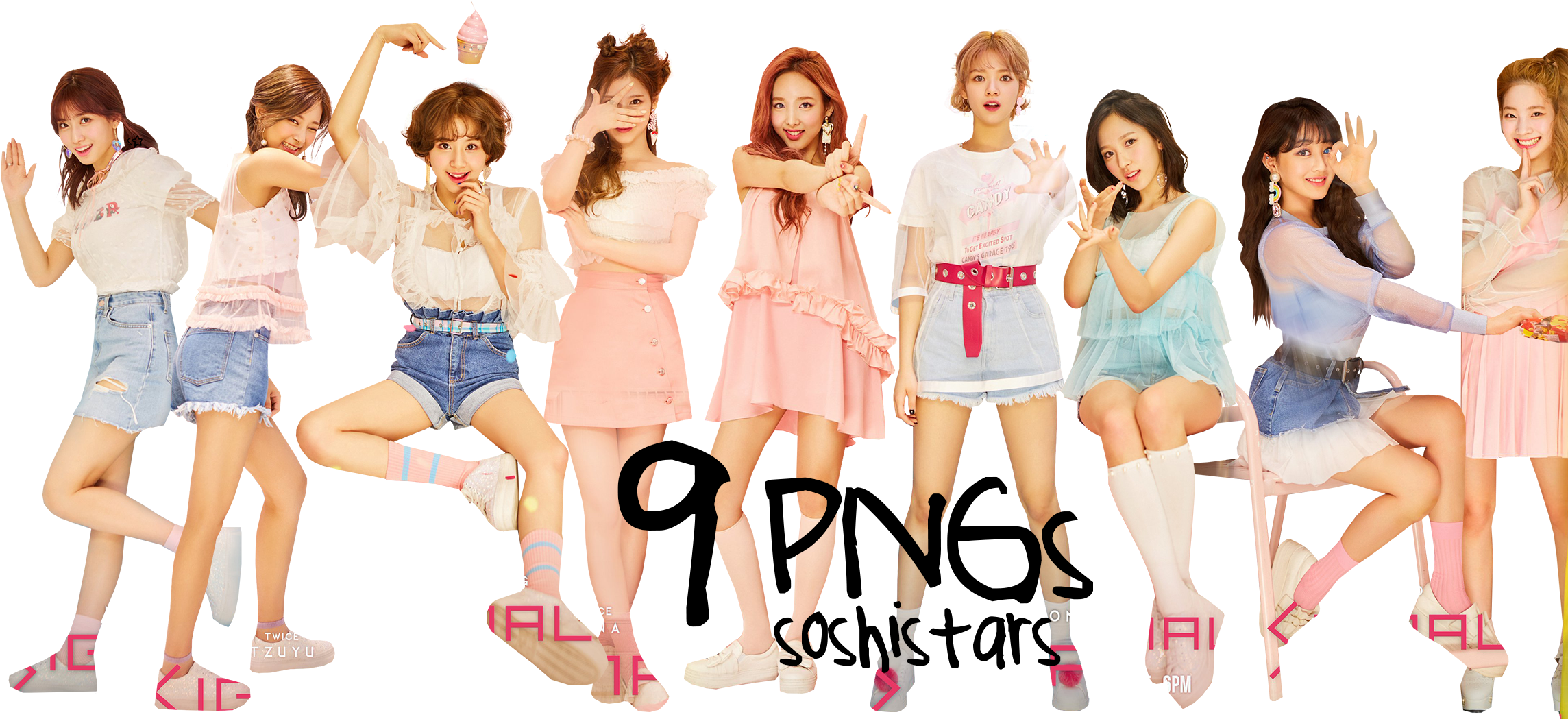 Участницы Twice в пастельных нарядах Обои