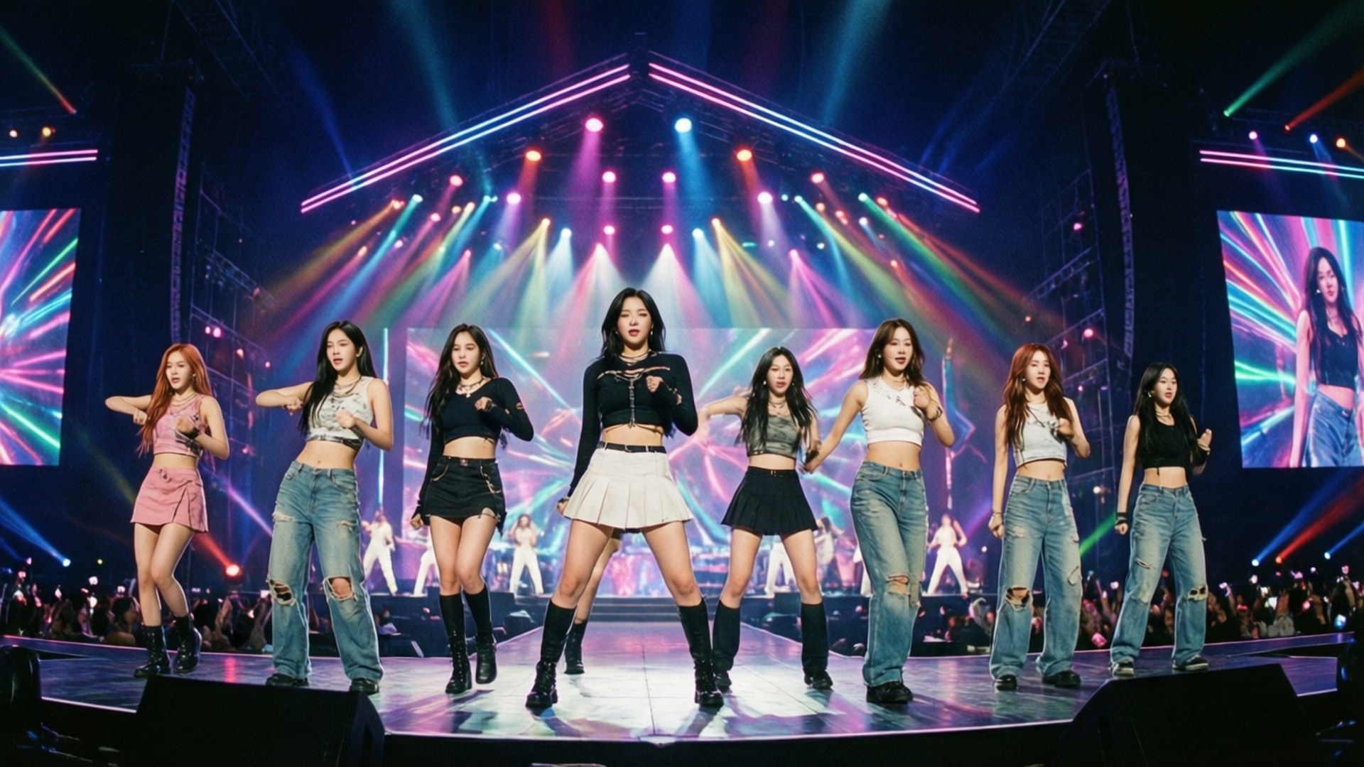 Неоновая сцена энергичные TWICE Обои