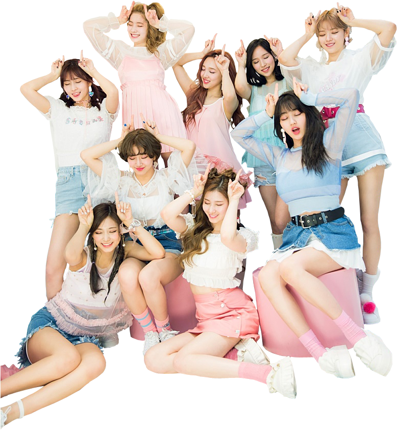 Twice Kpop группа поза веселые наряды Обои