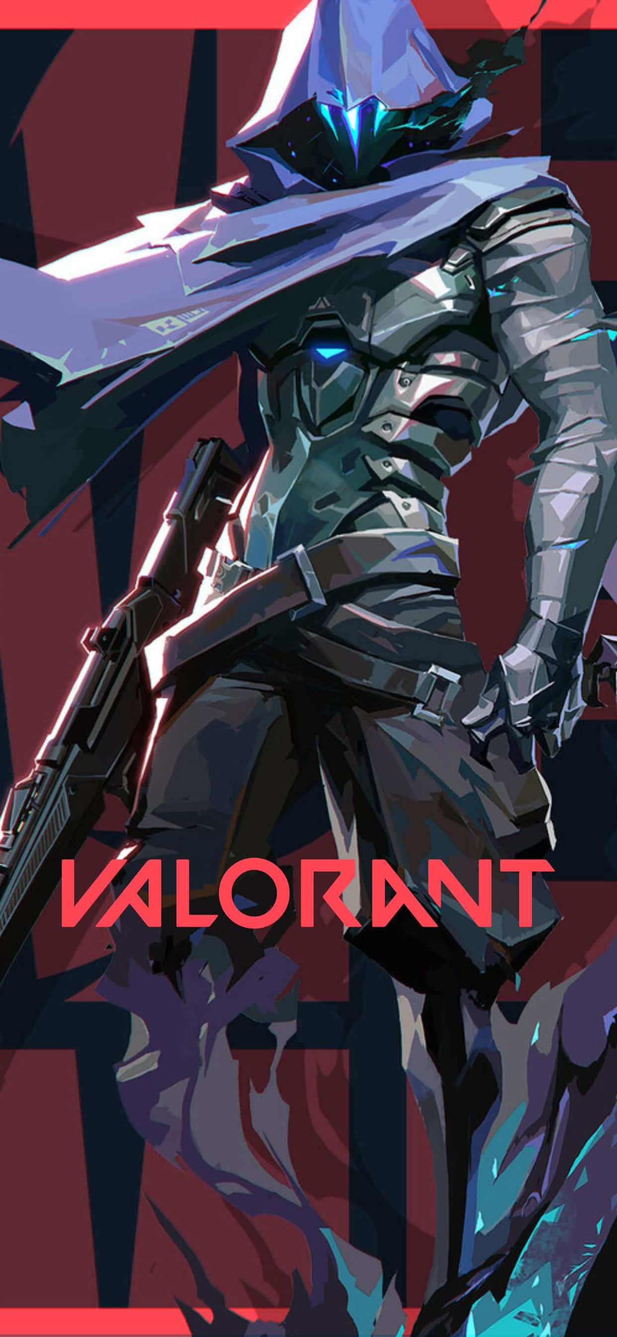 valorant - персонаж с мечом на красном фоне Обои