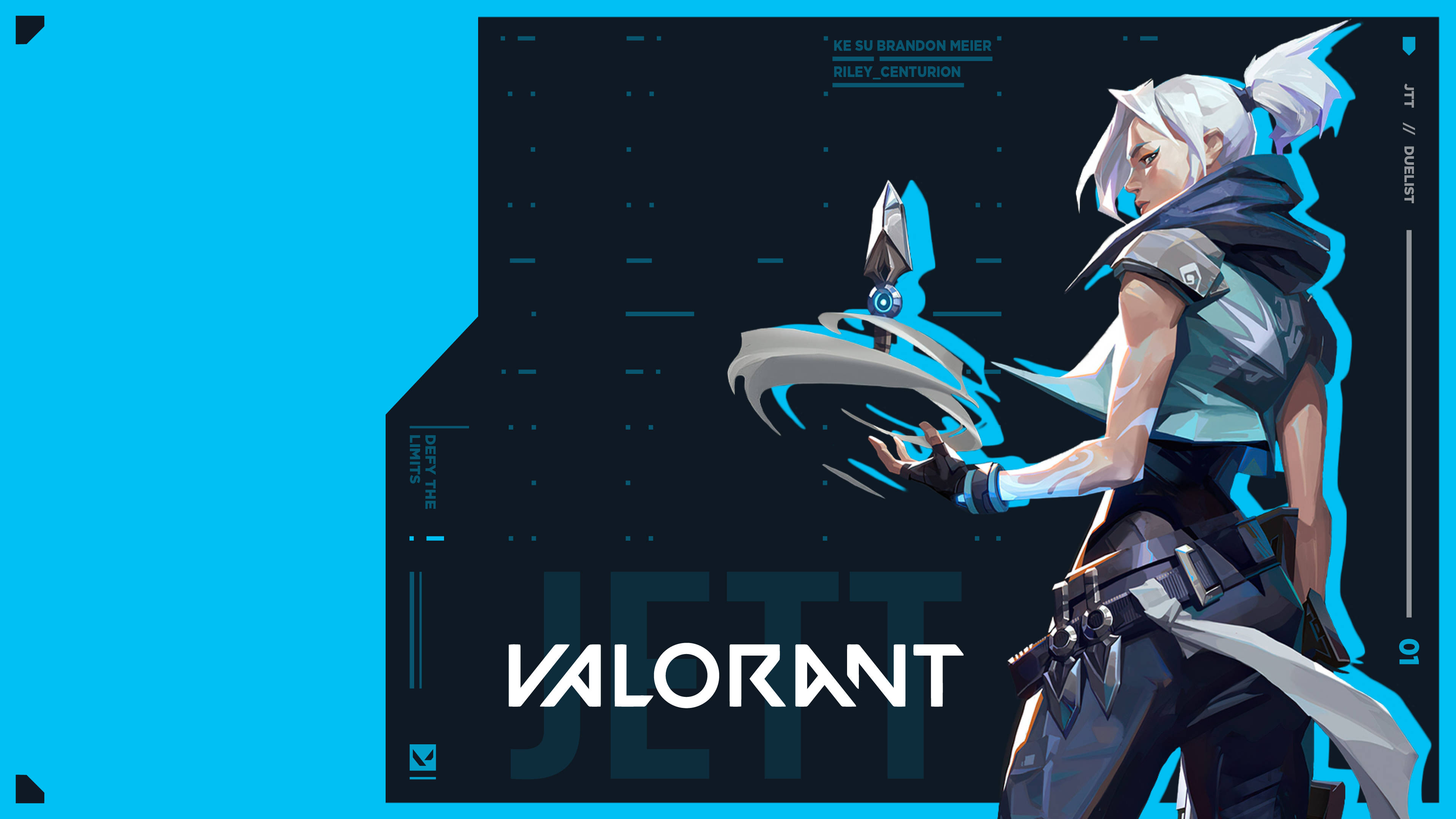 Valorant Компьютер Джетт Синий Фон Обои