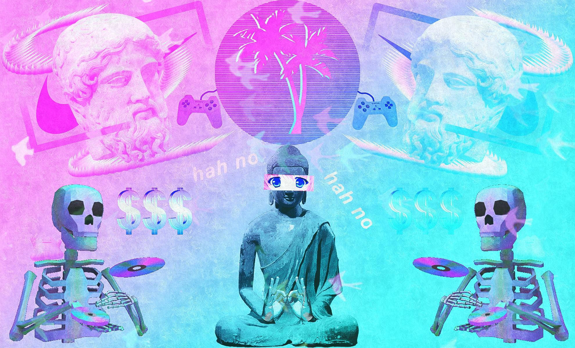 Эстетичный парень в стиле Vaporwave Обои
