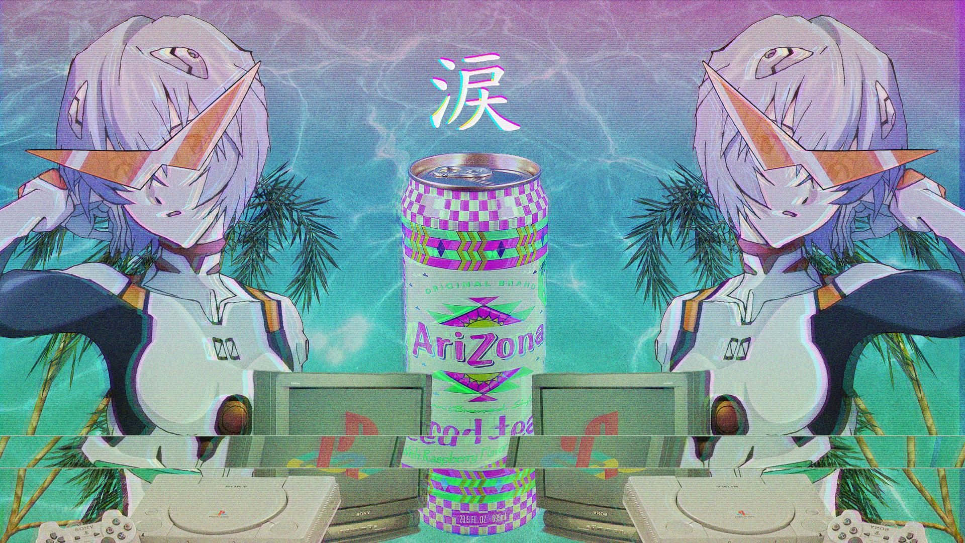 Vaporwave Аниме Neon Genesis Evangelion Обои