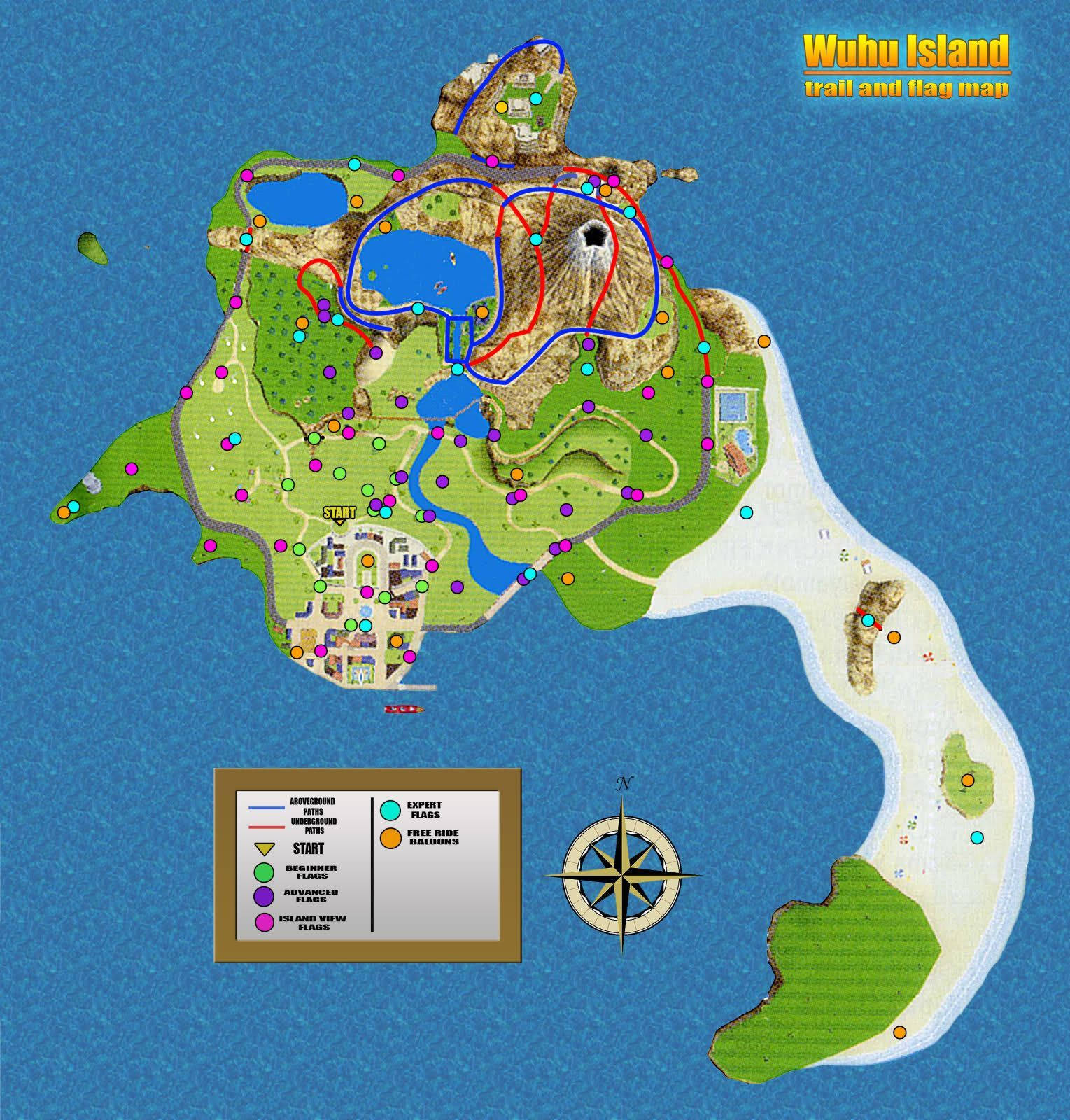 Карта острова Вуху из игры Wii Sports Resort Обои