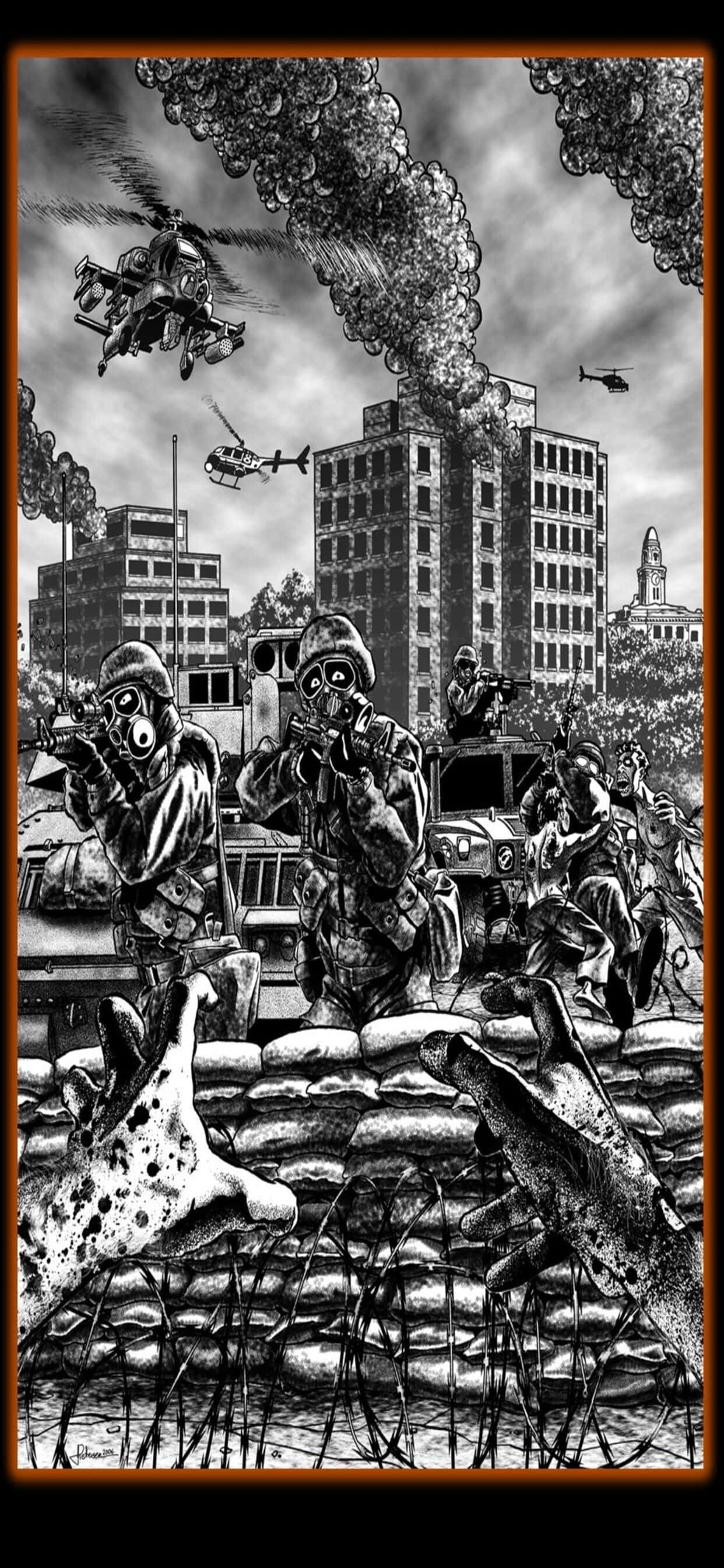 Книжная иллюстрация — фон World War Z для iPhone XS Max Обои