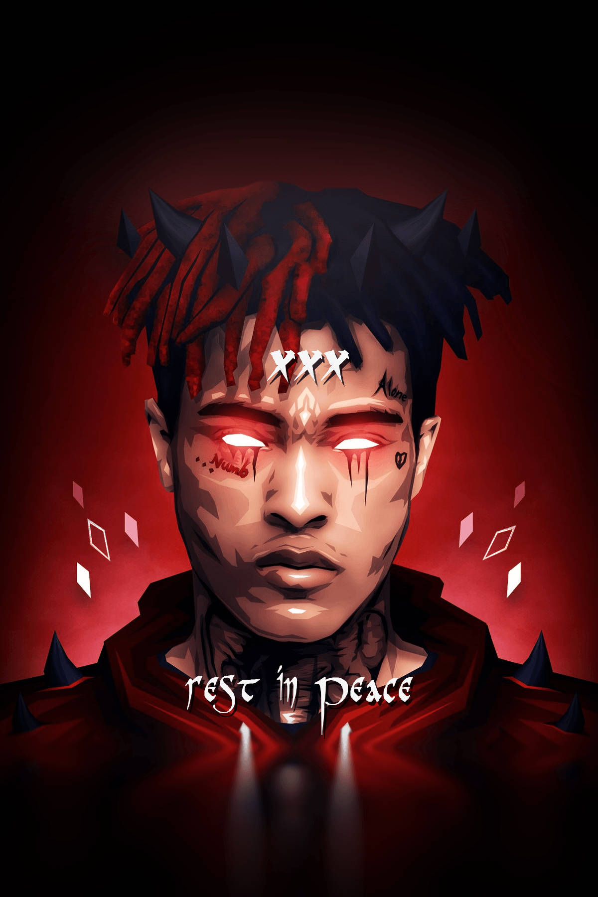 Рэпер XXXTentacion в аниме-стиле с рогами Обои