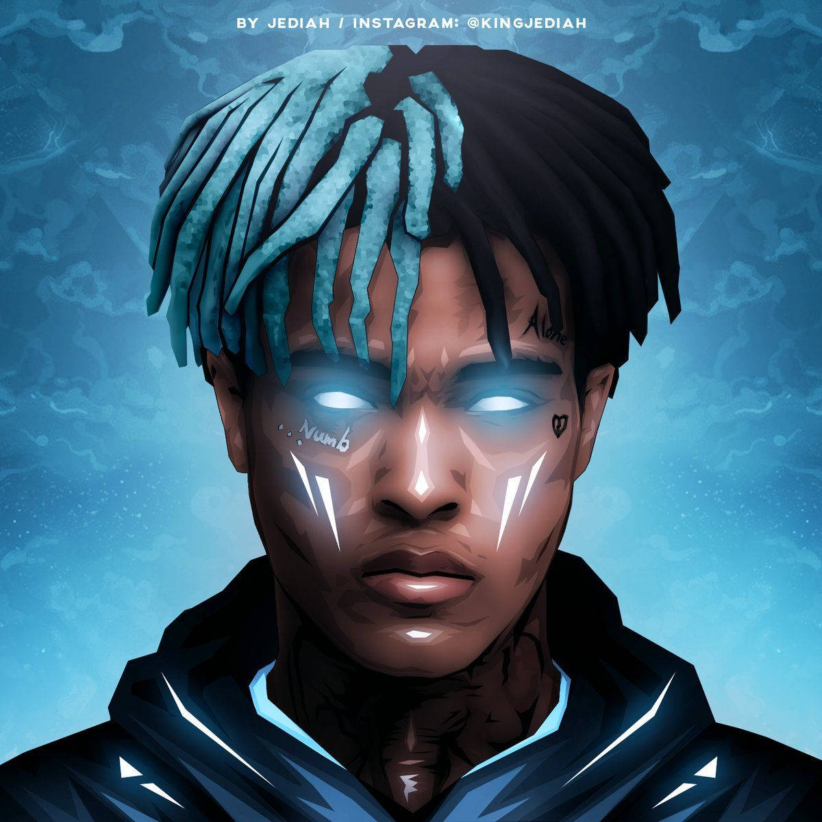 Xxxtentacion аниме синее арт Обои