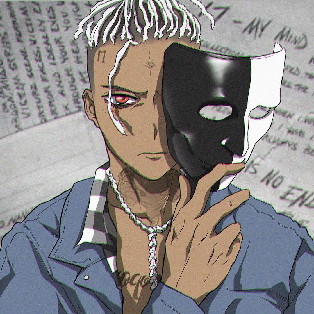 Xxxtentacion Аниме Черно-белая Маска Обои