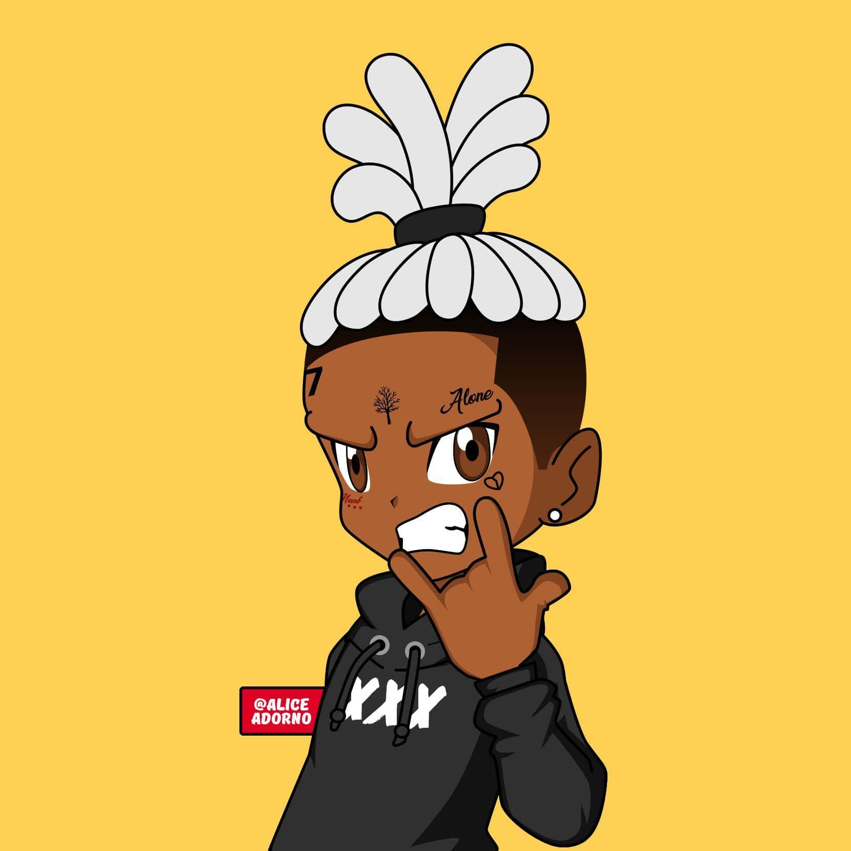 XXXTentacion Карикатурные Рэперы Рок-Жест Обои