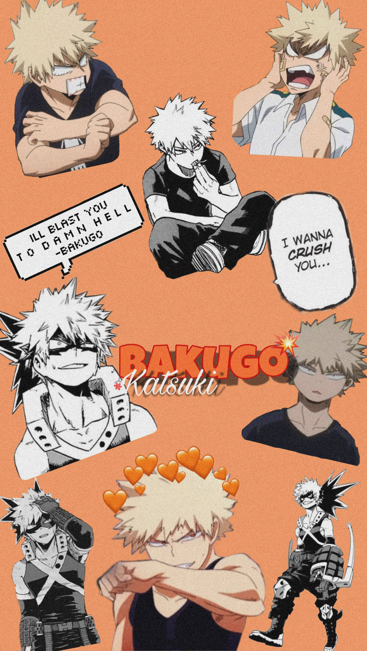 Оранжевая эстетика: Мy Hero Academia, Кацуки Бакуго, цитаты Обои