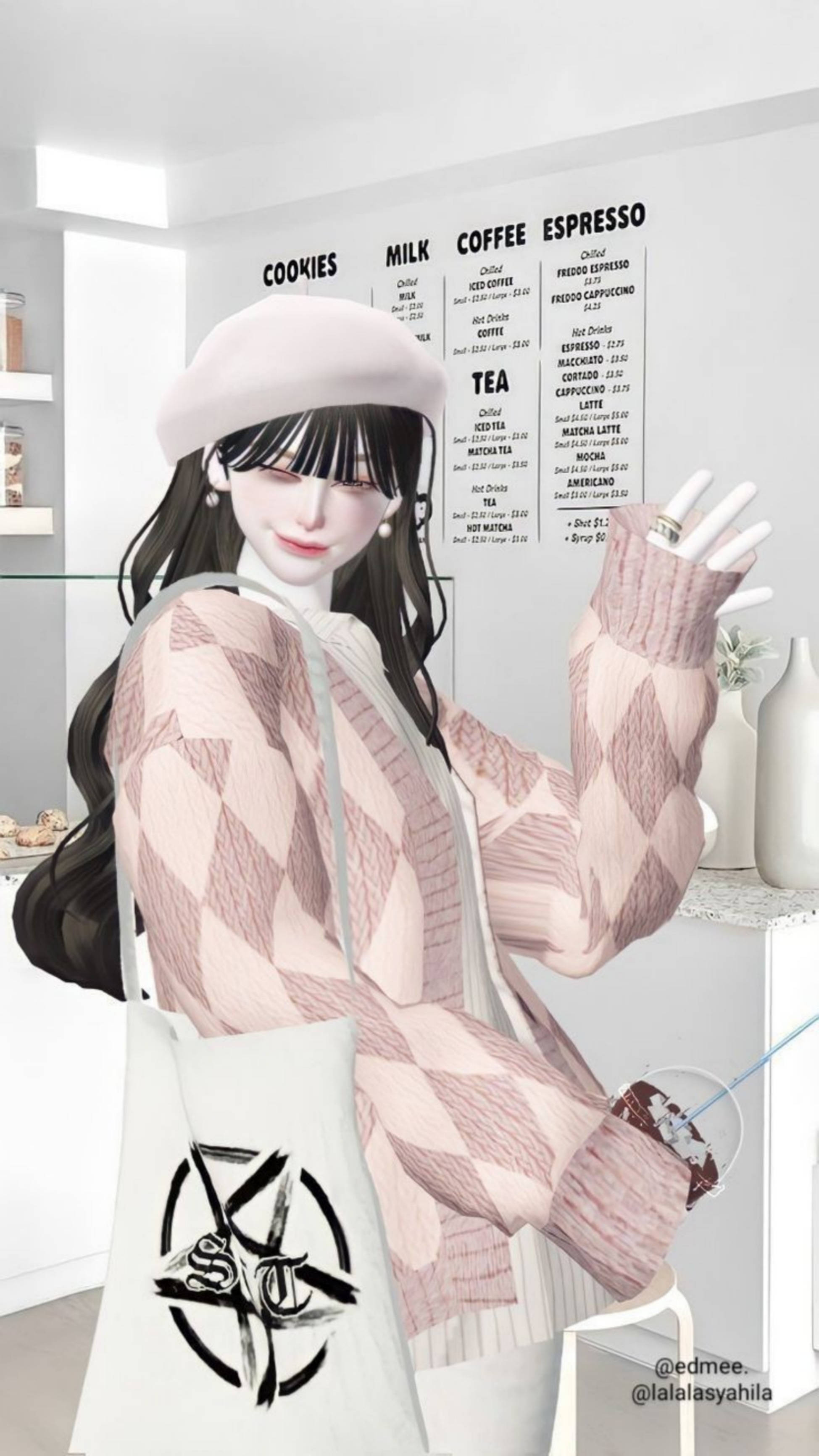 Zepeto Uzzlang Девушка-кофеманка Обои