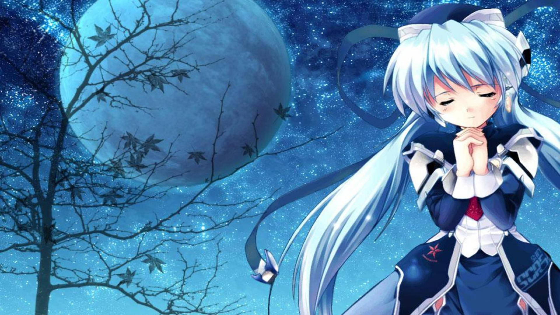 Аниме девушка закрывает глаза Nightcore Обои
