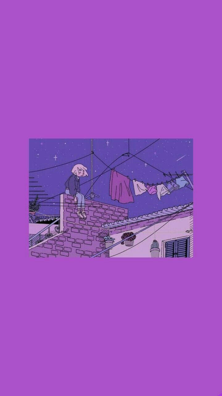 Аниме девушка пастельно-фиолетовый Tumblr Обои